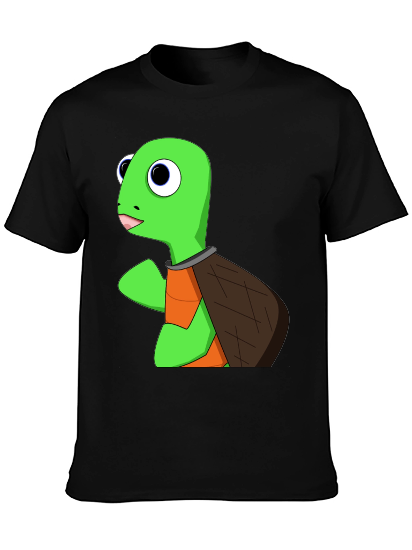 Cartoon Turtle Graphic Tee - Black
