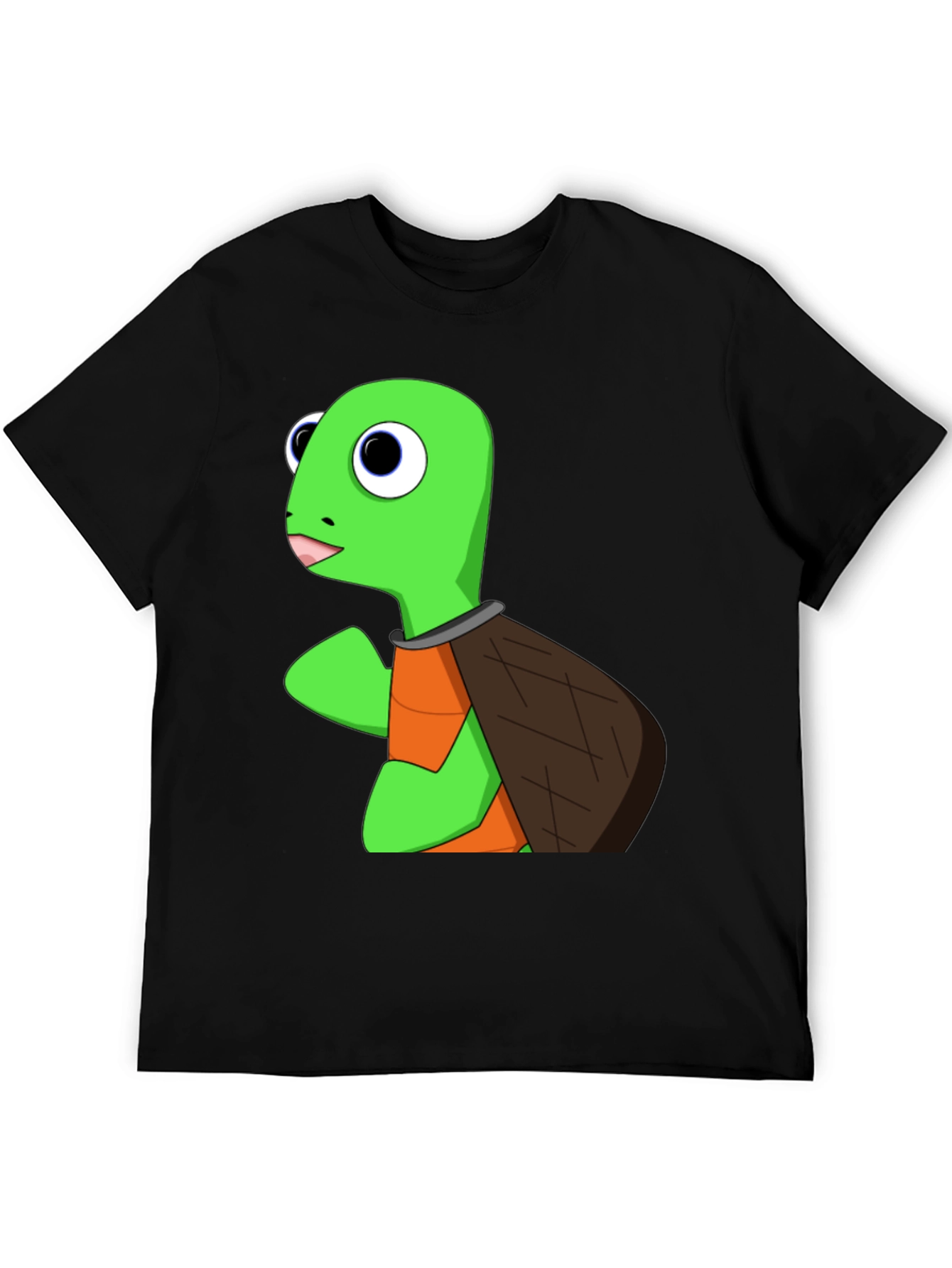 Cartoon Turtle Graphic Tee - Black
