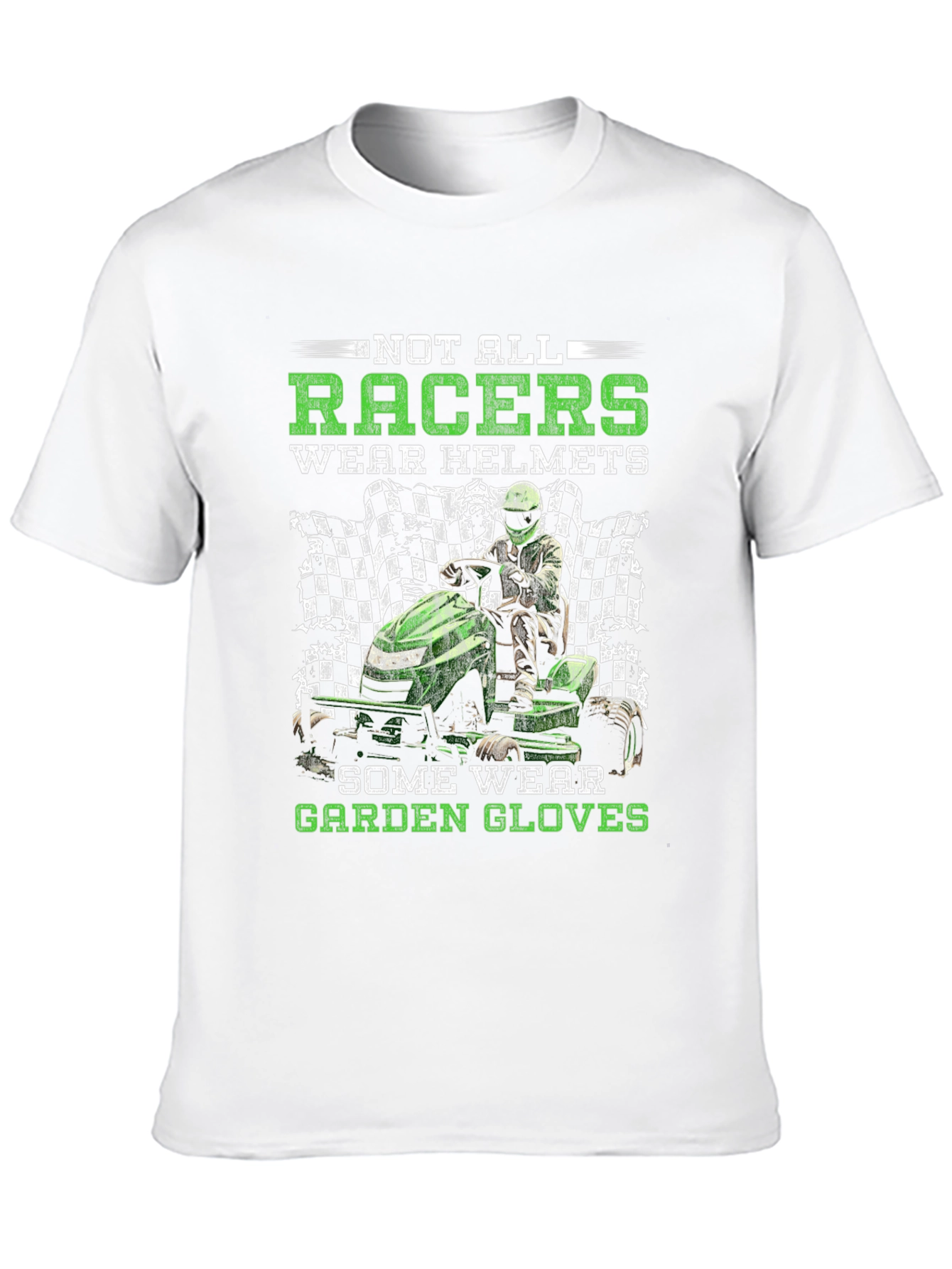 Funny Lawn Mower Racing T-Shirt - Garden Gloves
