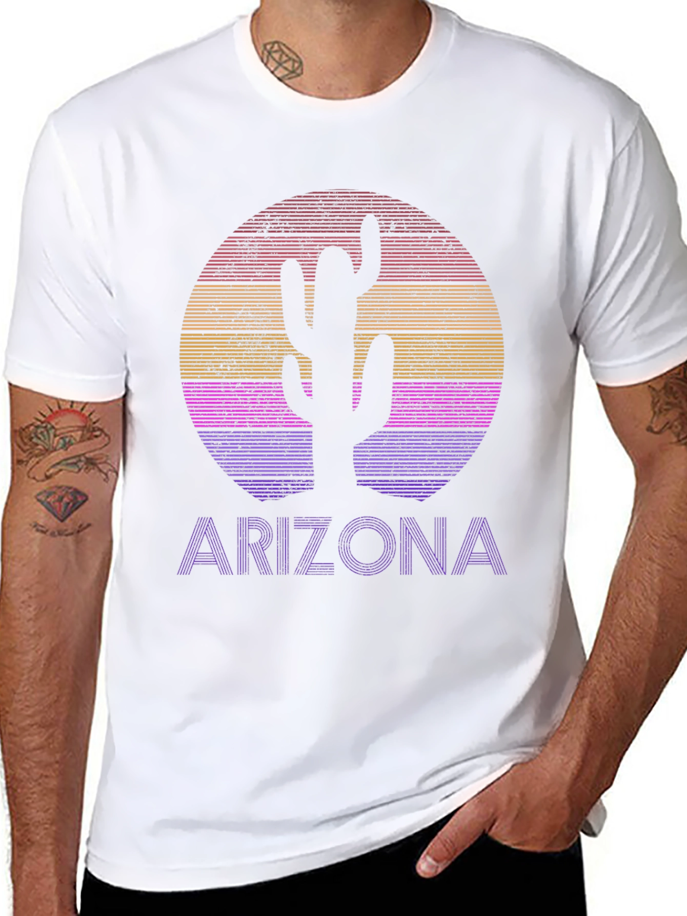 Arizona Sunset Cactus Graphic Tee - Desert Style