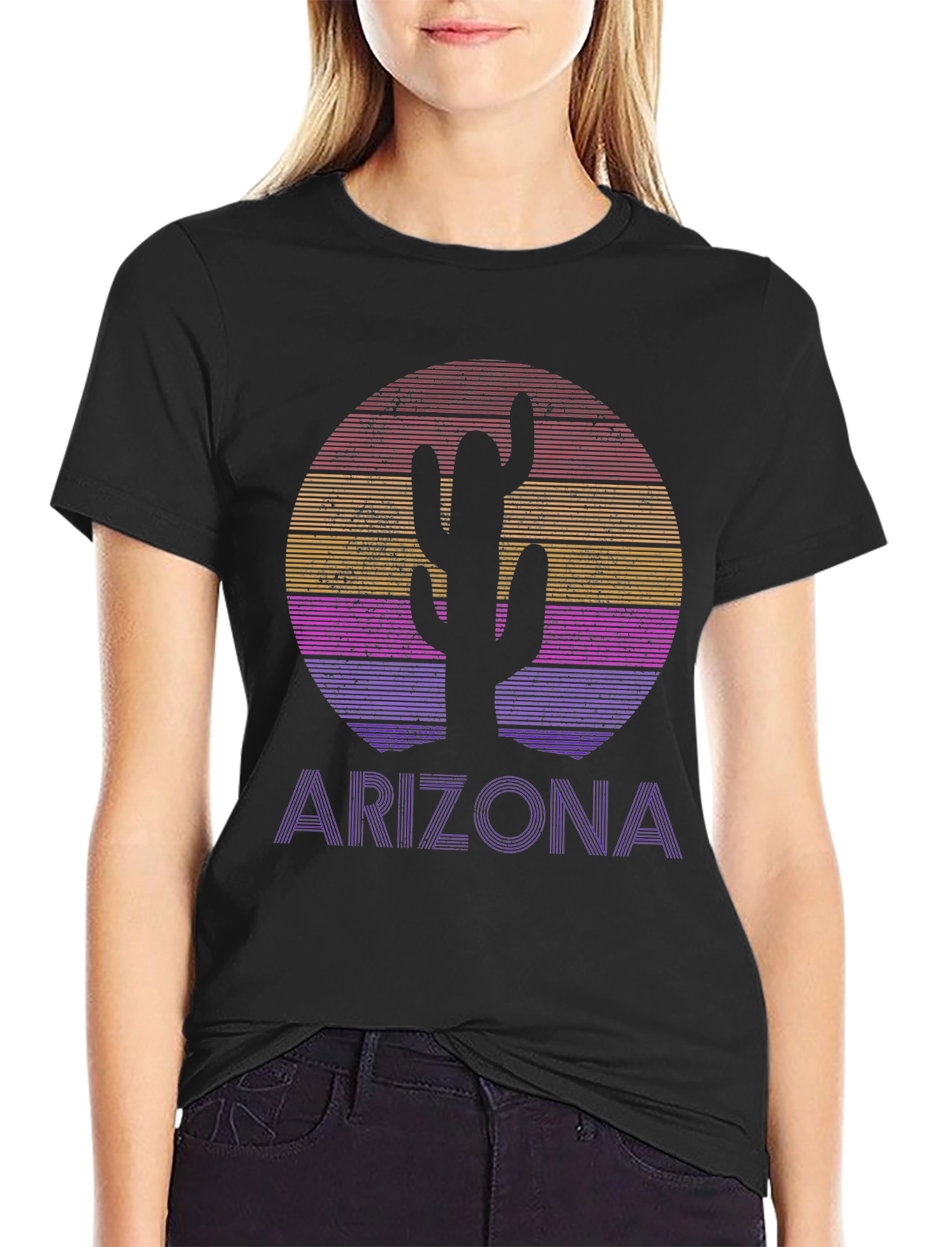 Arizona Sunset Cactus Graphic Tee - Desert Style