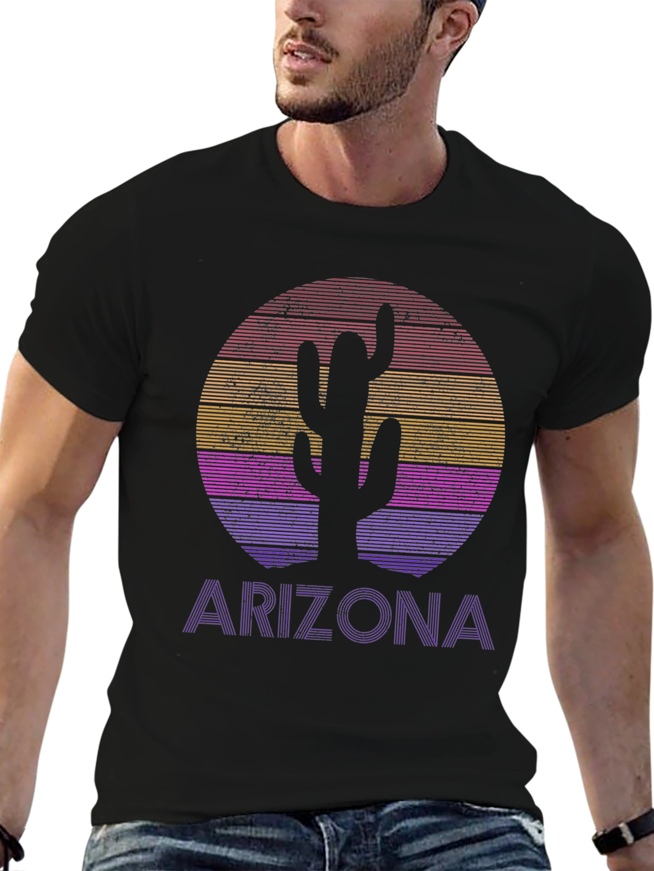 Arizona Sunset Cactus Graphic Tee - Desert Style