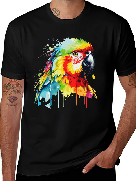 Colorful Parrot Graphic T-Shirt - Bold Bird Design