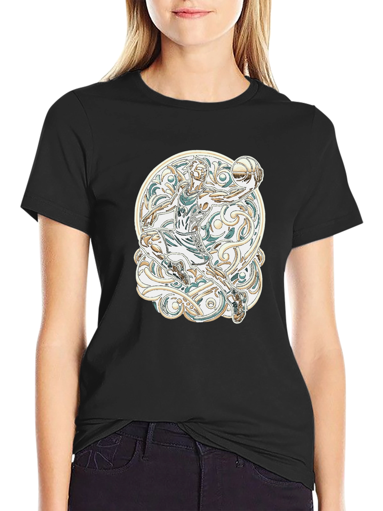 Basketball Player Graphic Tee - Black