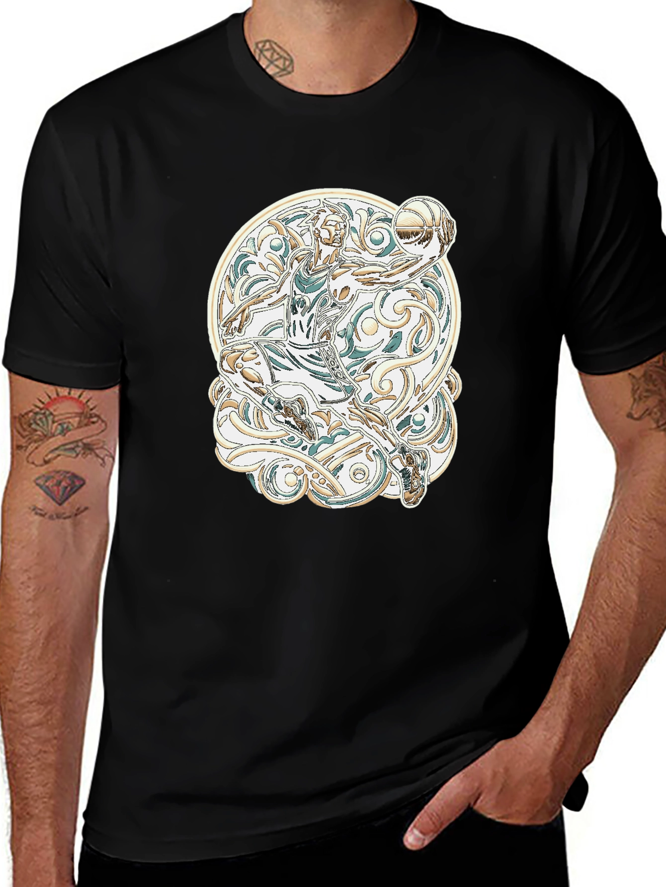 Basketball Player Graphic Tee - Black