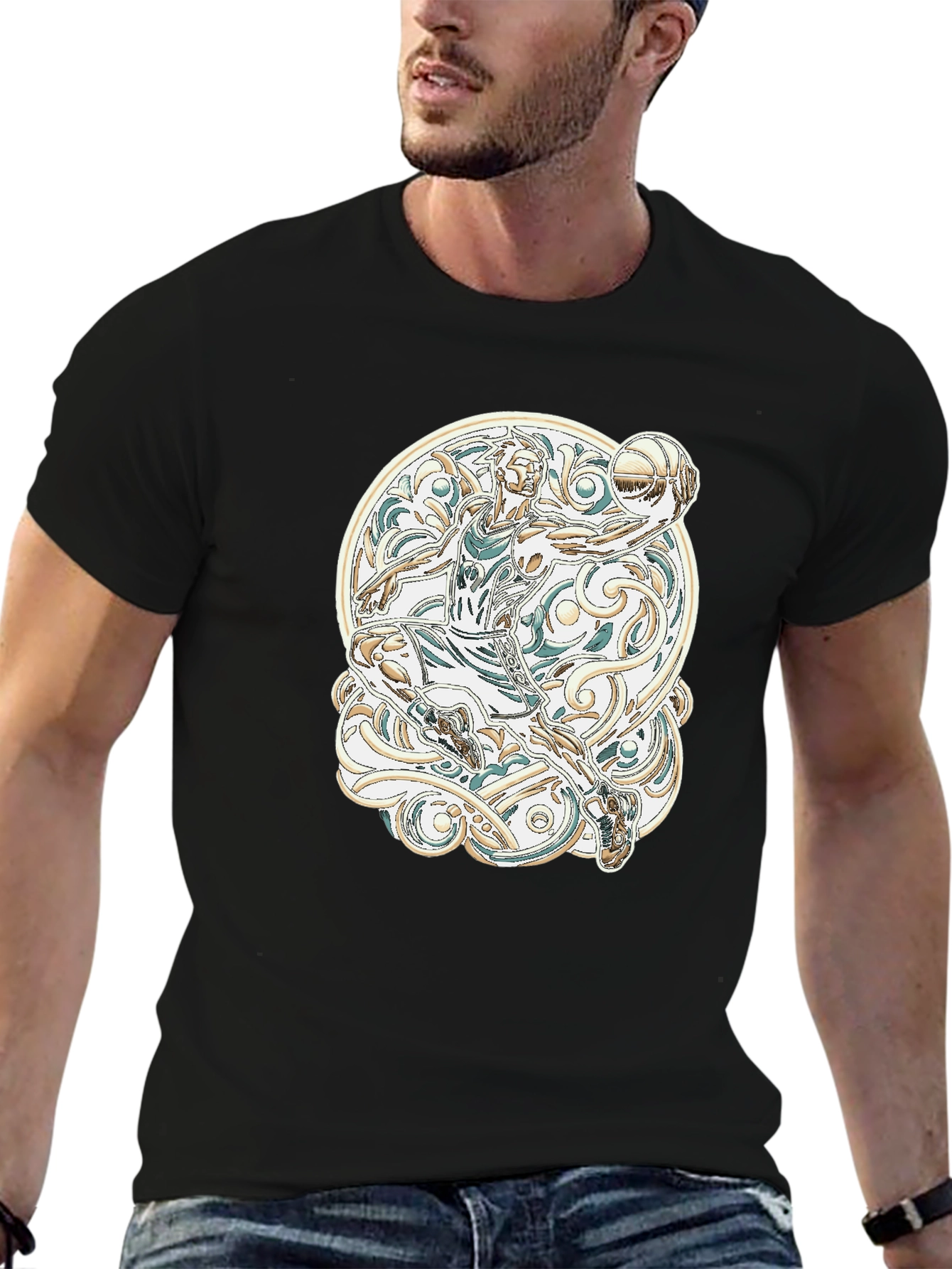 Basketball Player Graphic Tee - Black