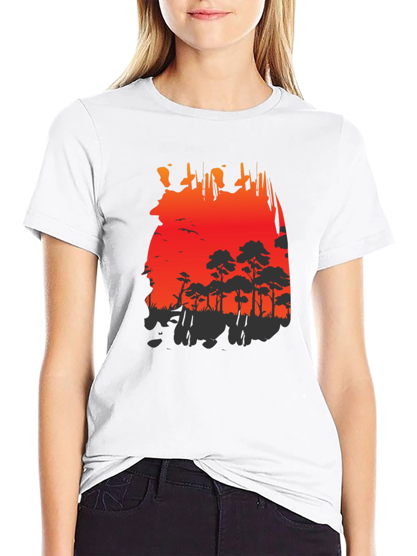 Red Sunset Forest Graphic Tee