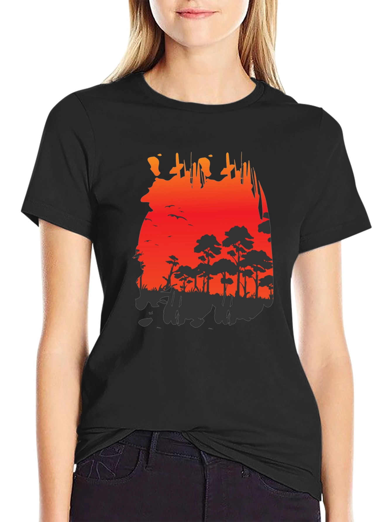 Red Sunset Forest Graphic Tee