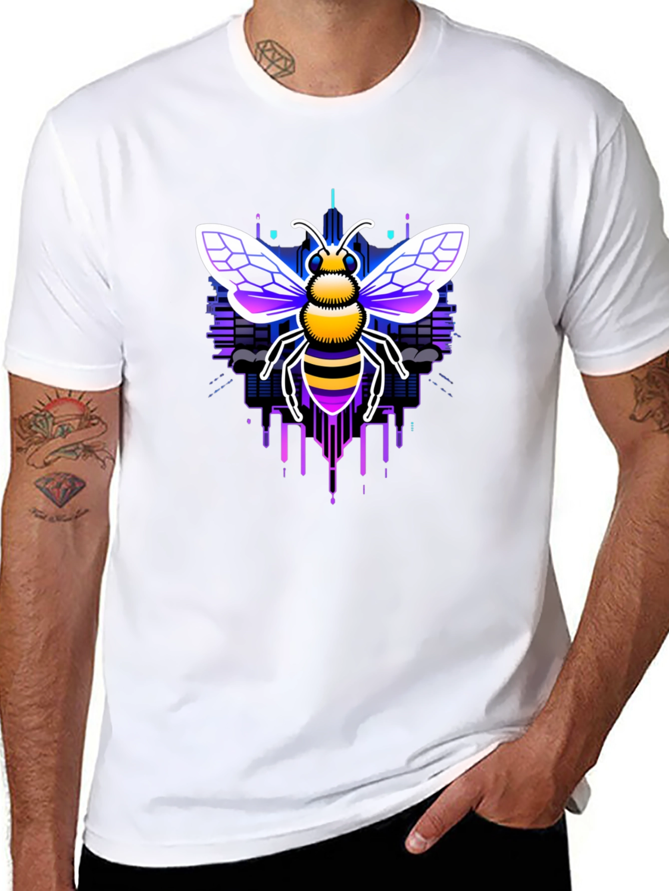 Cyber Bee Graphic Tee - Black