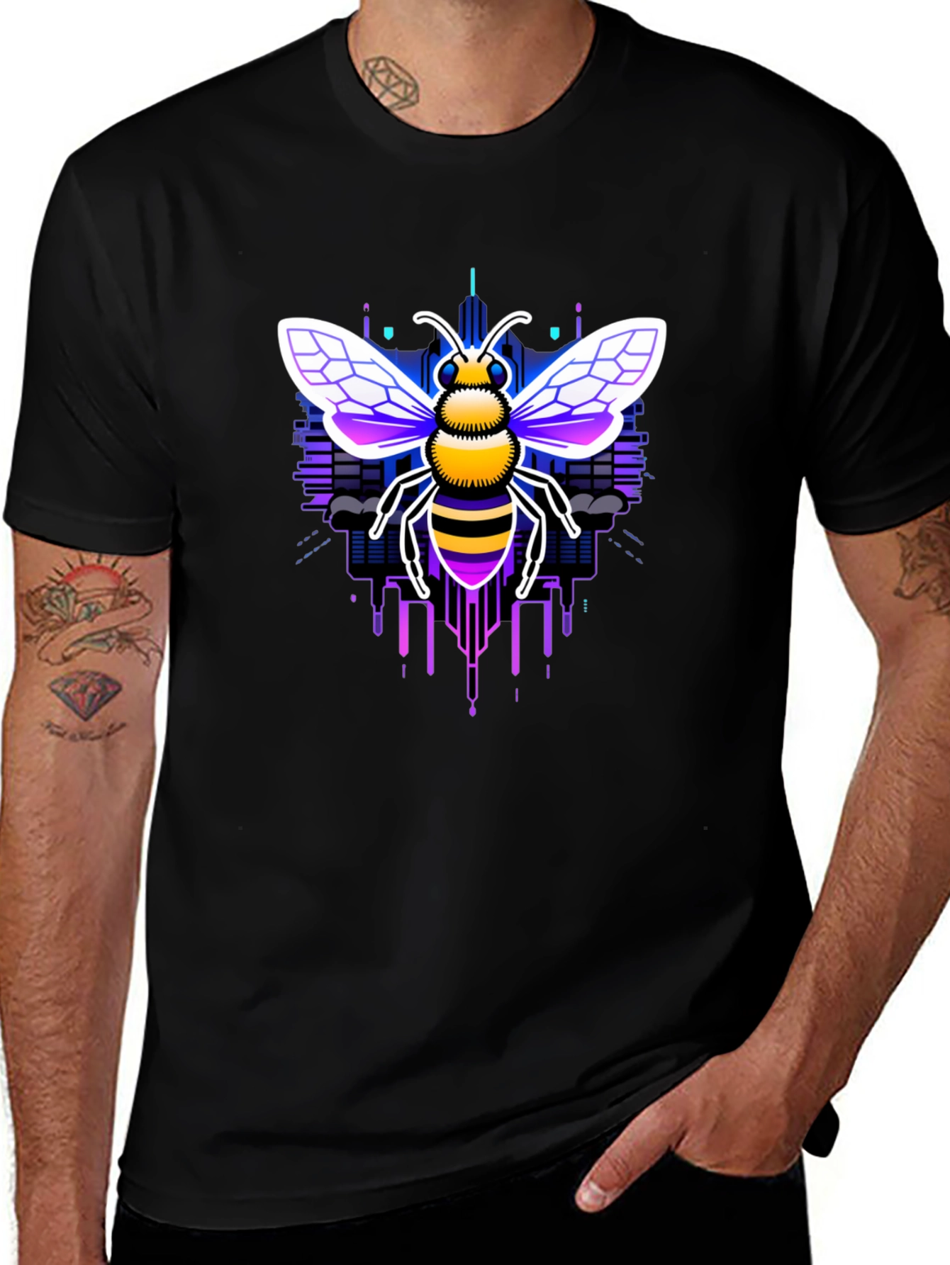 Cyber Bee Graphic Tee - Black