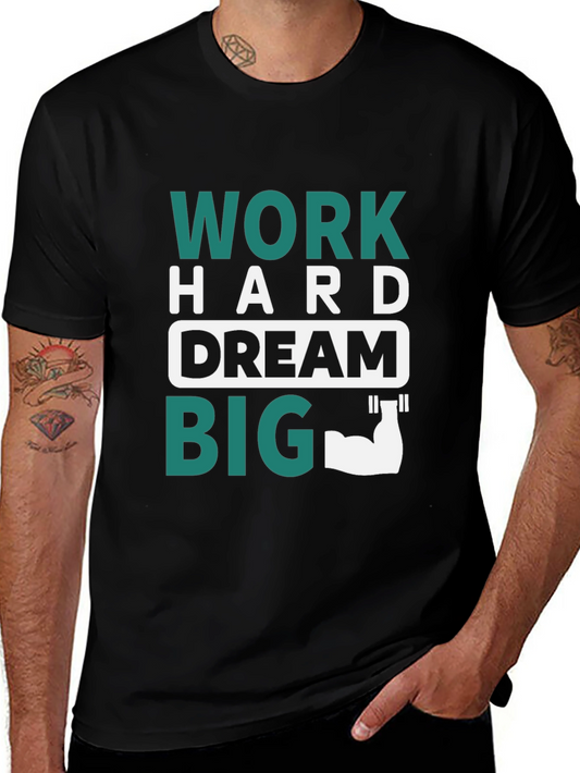 Work Hard Dream Big Graphic Tee - Black Cotton
