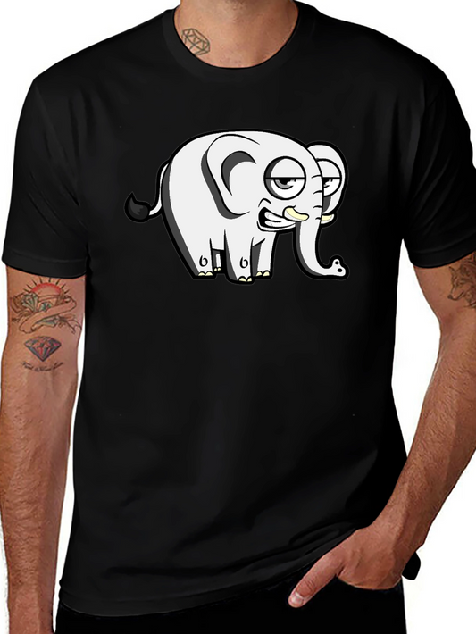 Funny Elephant Cartoon Black T-Shirt
