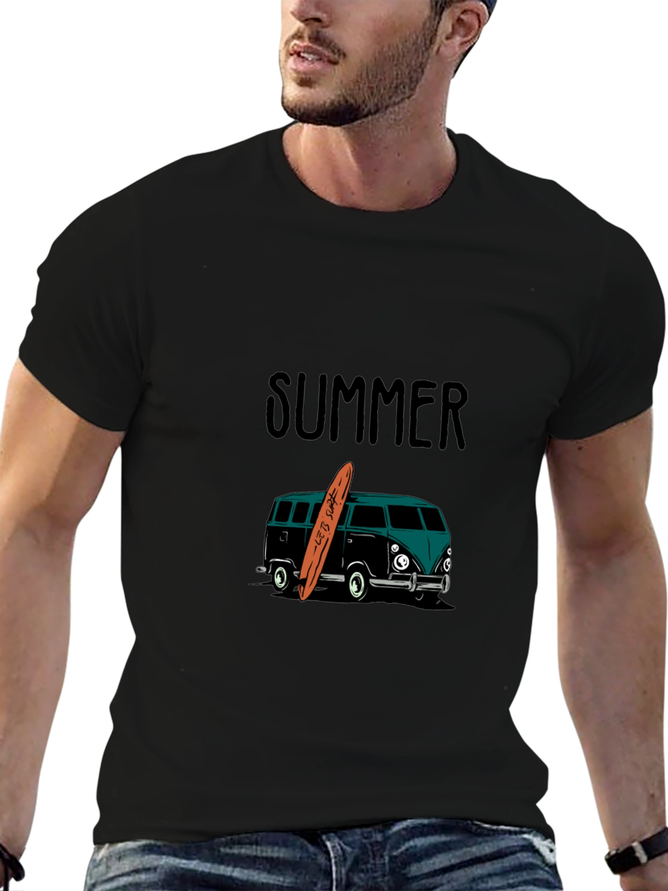 Summer Surf Van Graphic Tee - Black