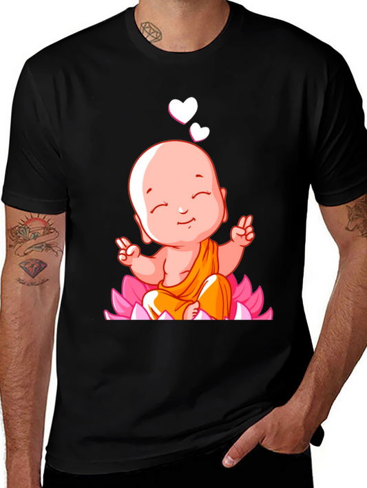Cute Buddha Baby Peace Sign Black T-Shirt