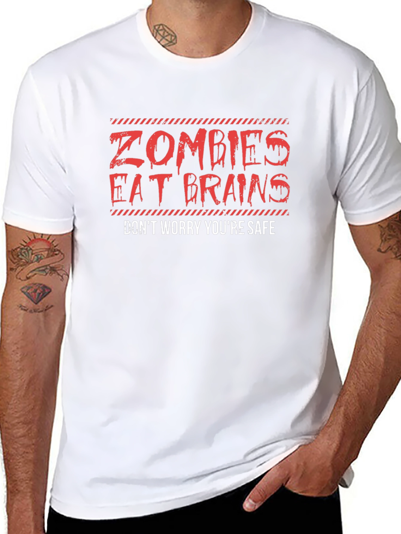 Zombies Eat Brains T-Shirt - Youre Safe!