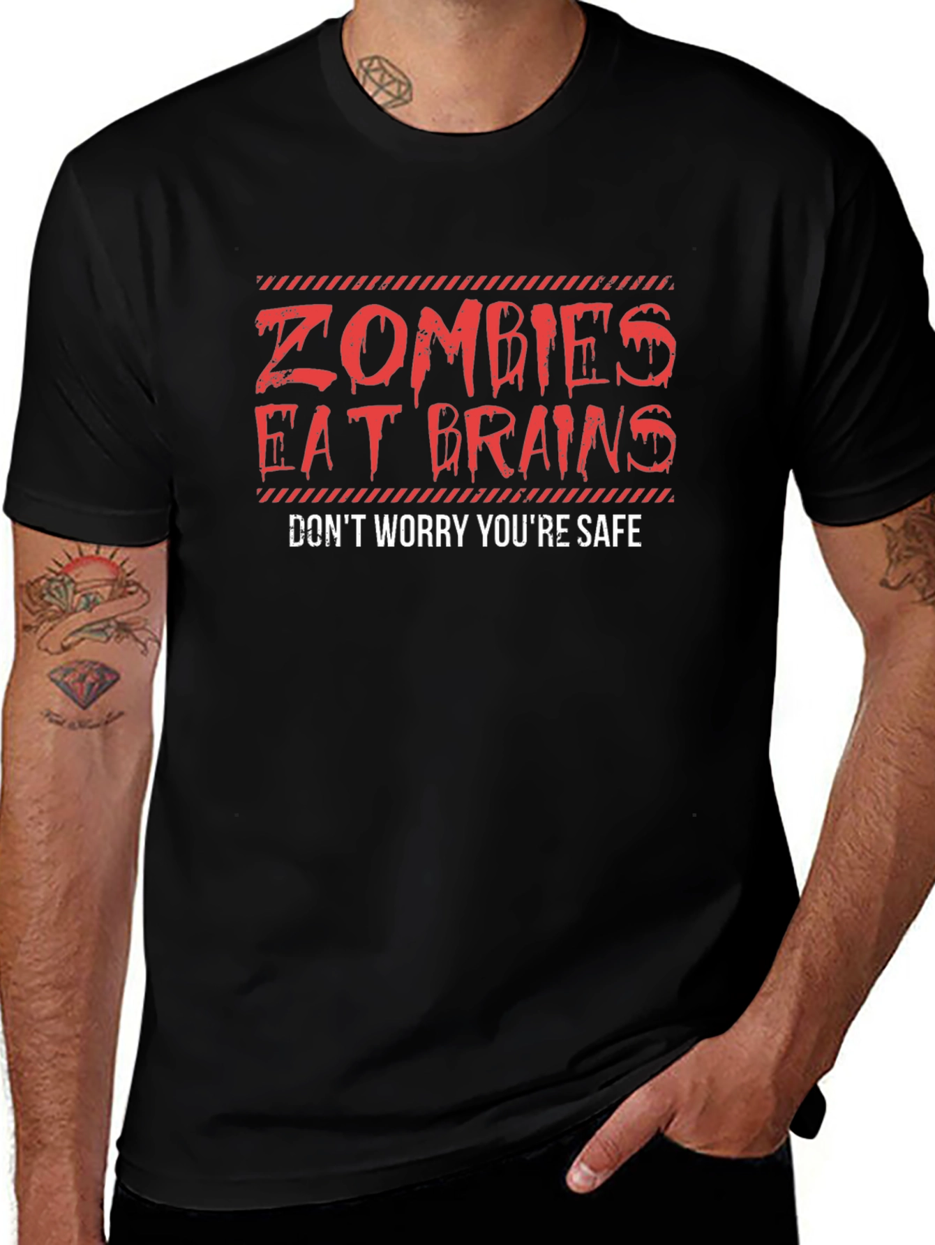 Zombies Eat Brains T-Shirt - Youre Safe!