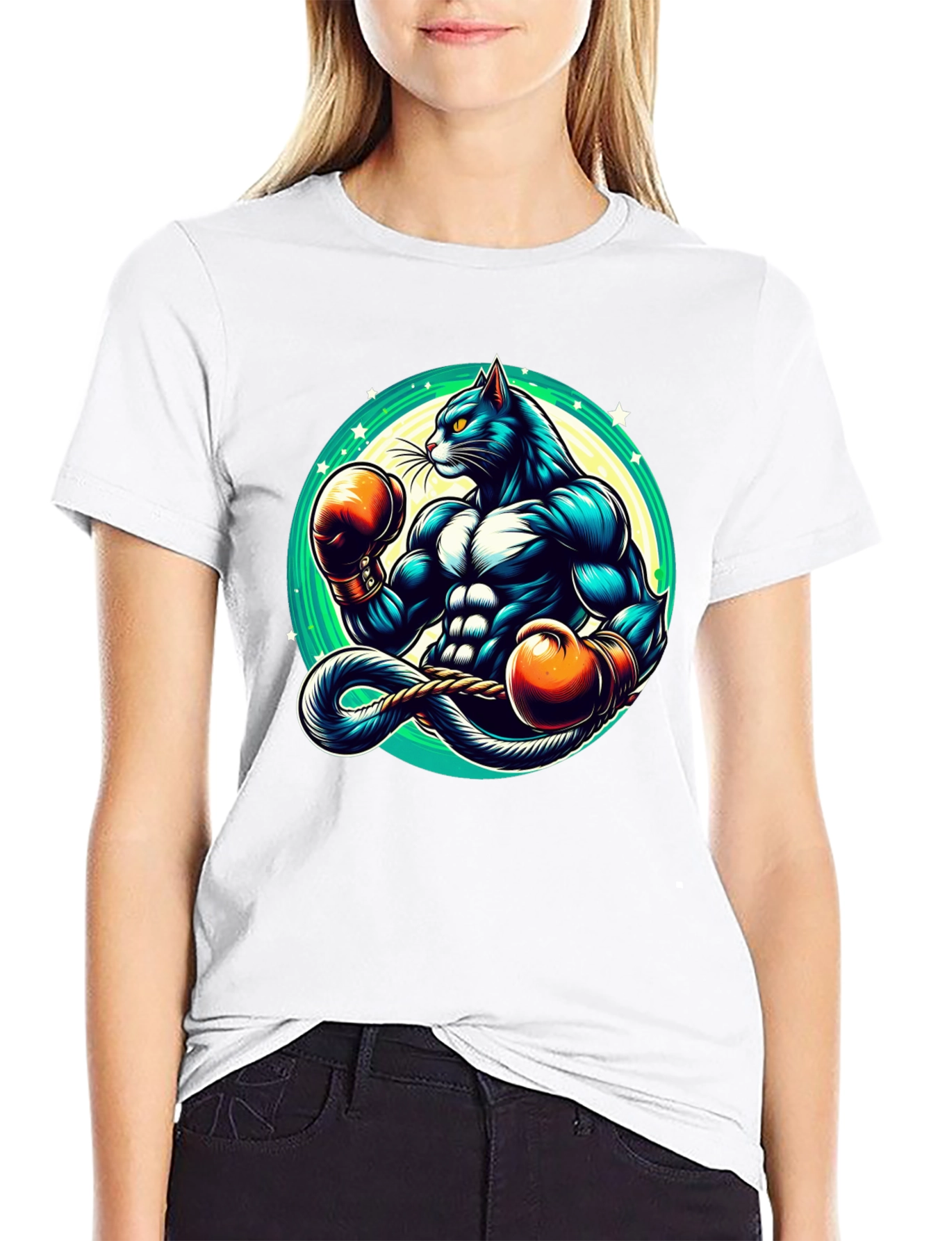 Boxing Cat Graphic Tee