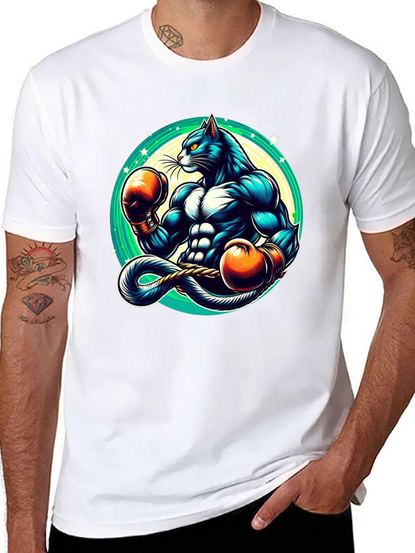 Boxing Cat Graphic Tee