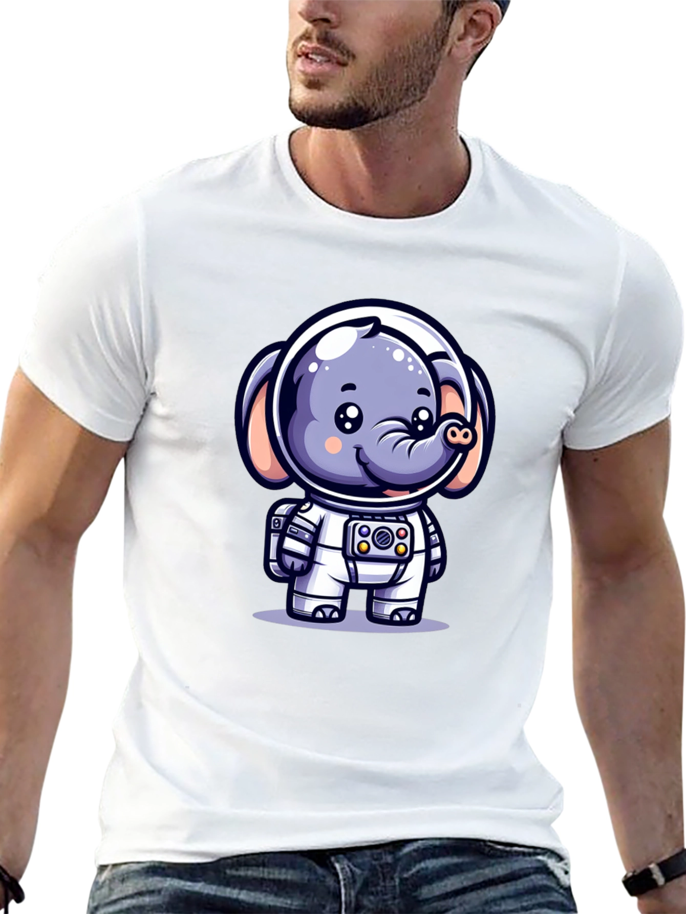 Astronaut Elephant Black T-Shirt