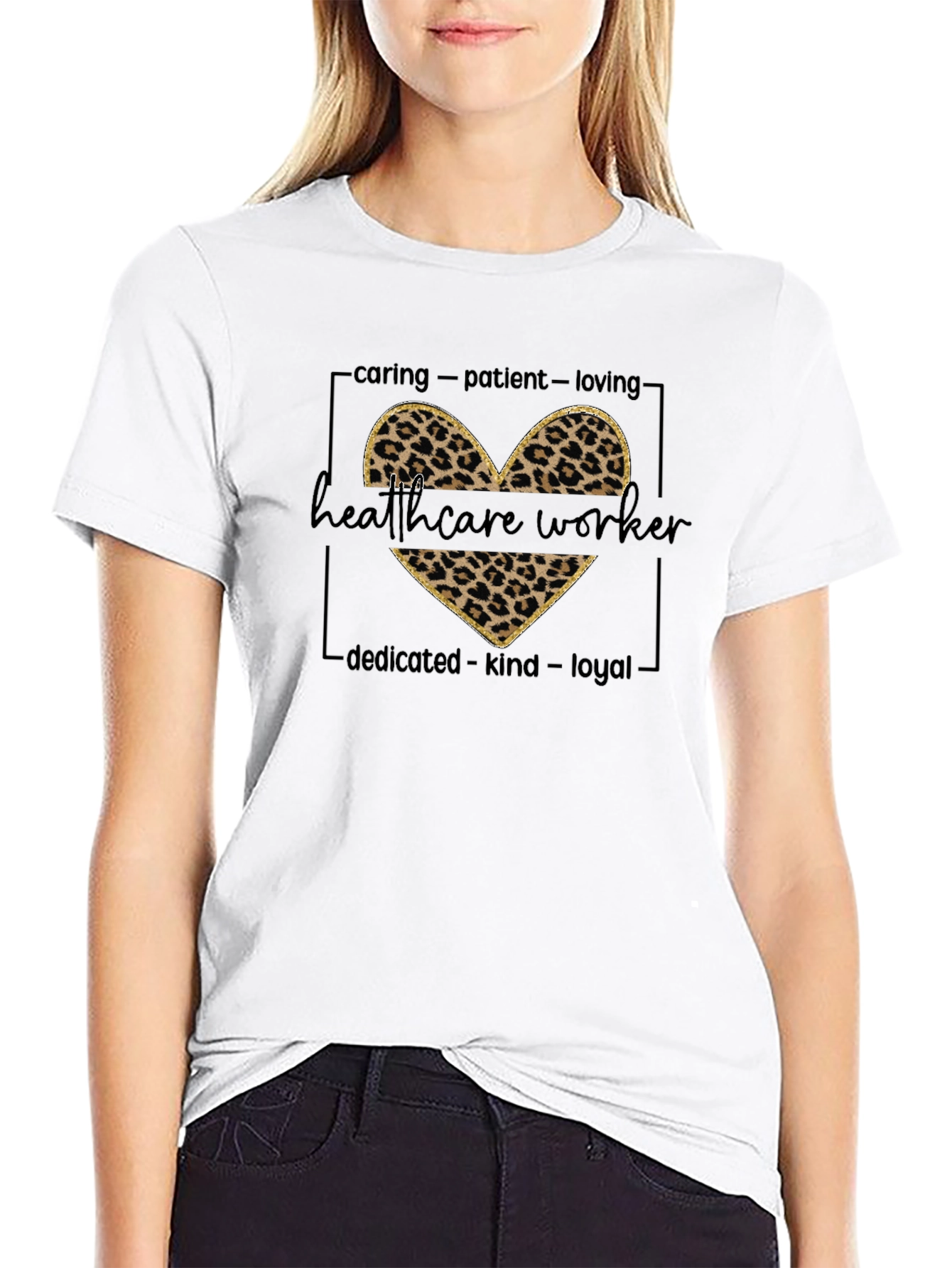 Healthcare Worker Leopard Heart Tee