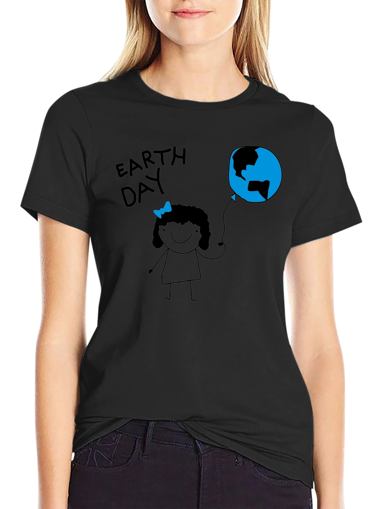 Earth Day Girl Black T-Shirt