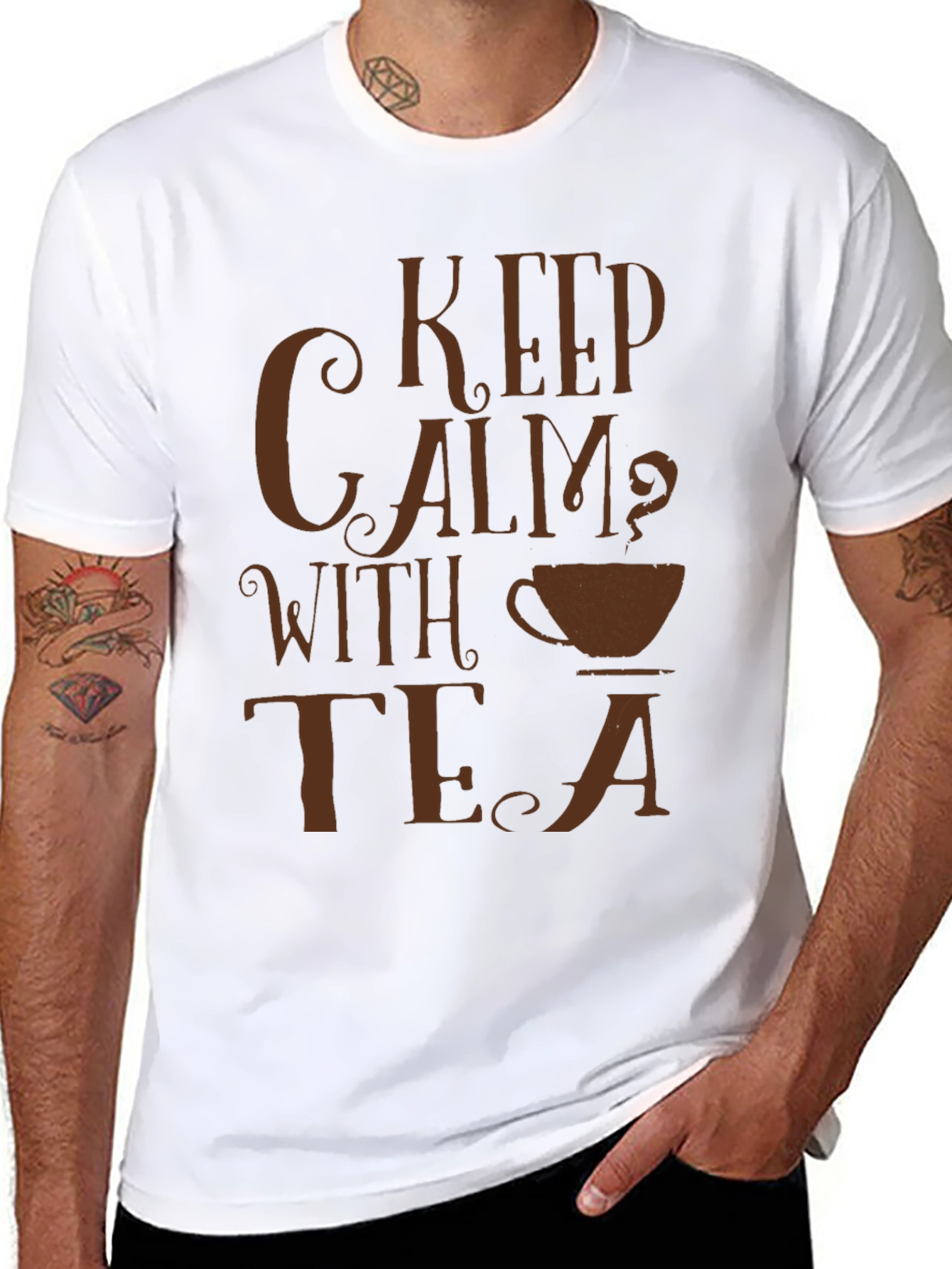 Keep Calm With Tea Black Graphic T-Shirt