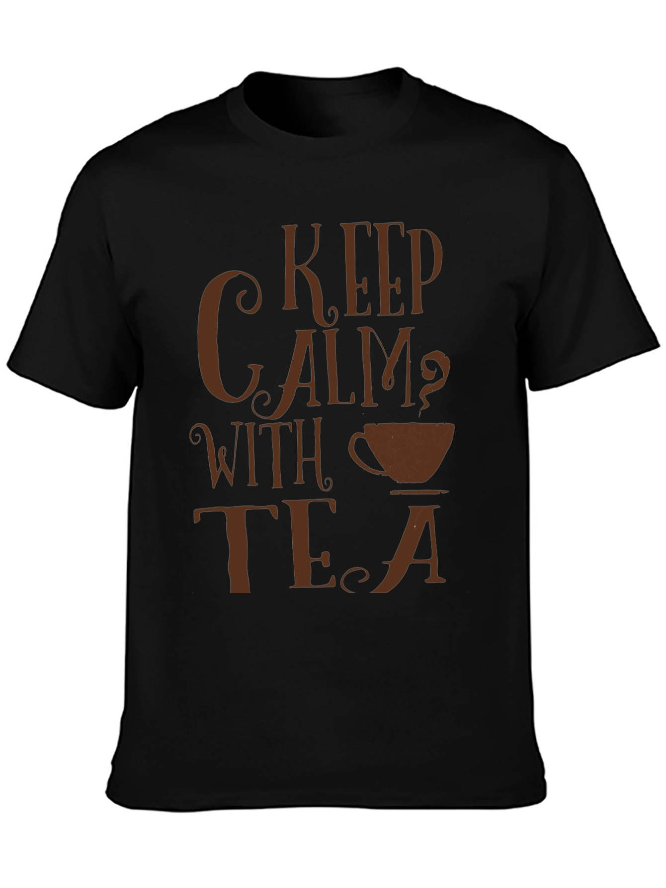 Keep Calm With Tea Black Graphic T-Shirt