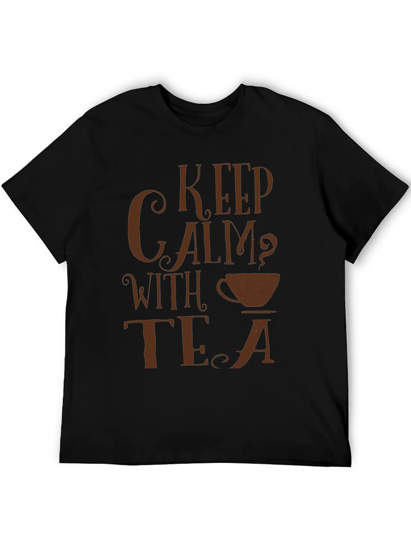 Keep Calm With Tea Black Graphic T-Shirt