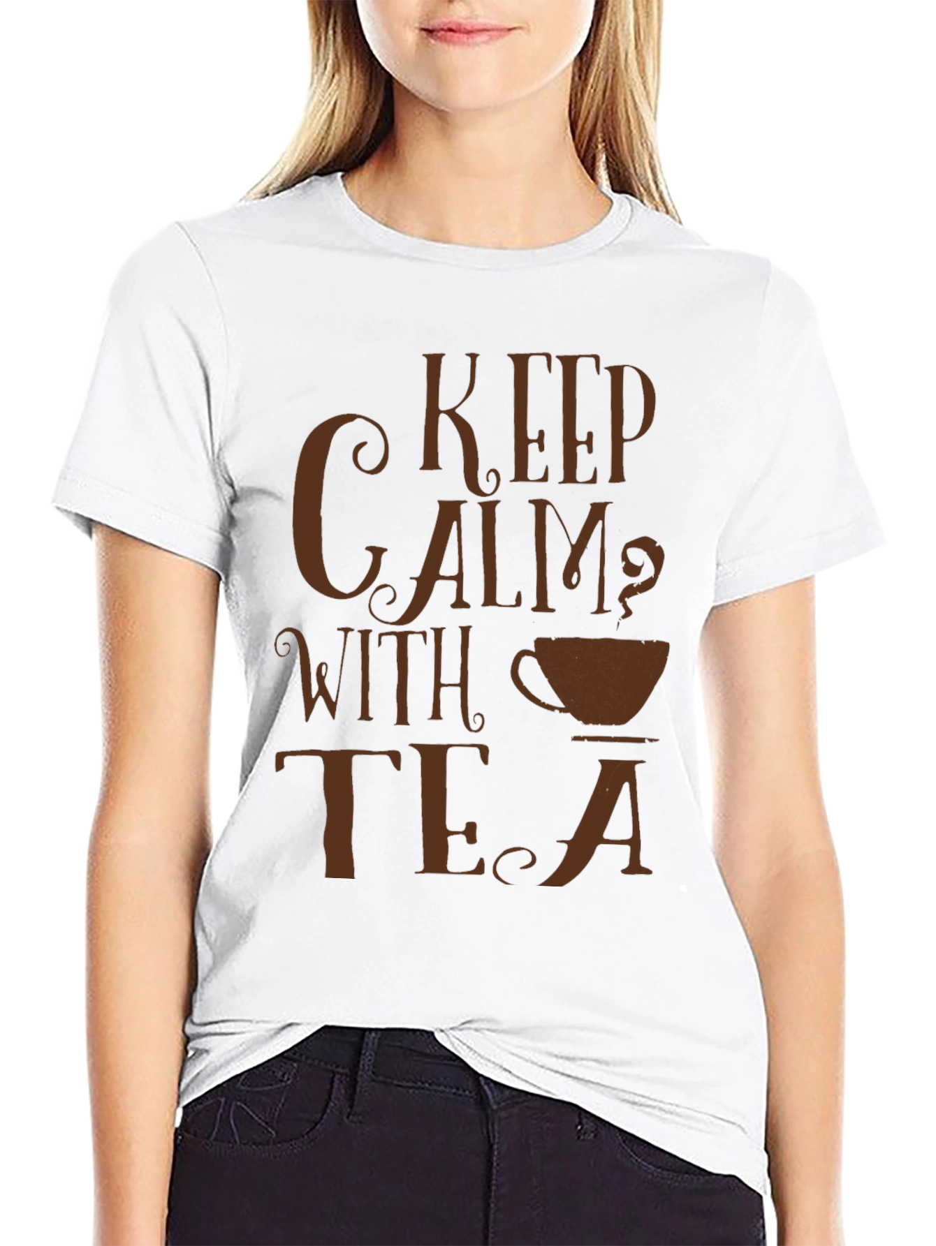 Keep Calm With Tea Black Graphic T-Shirt