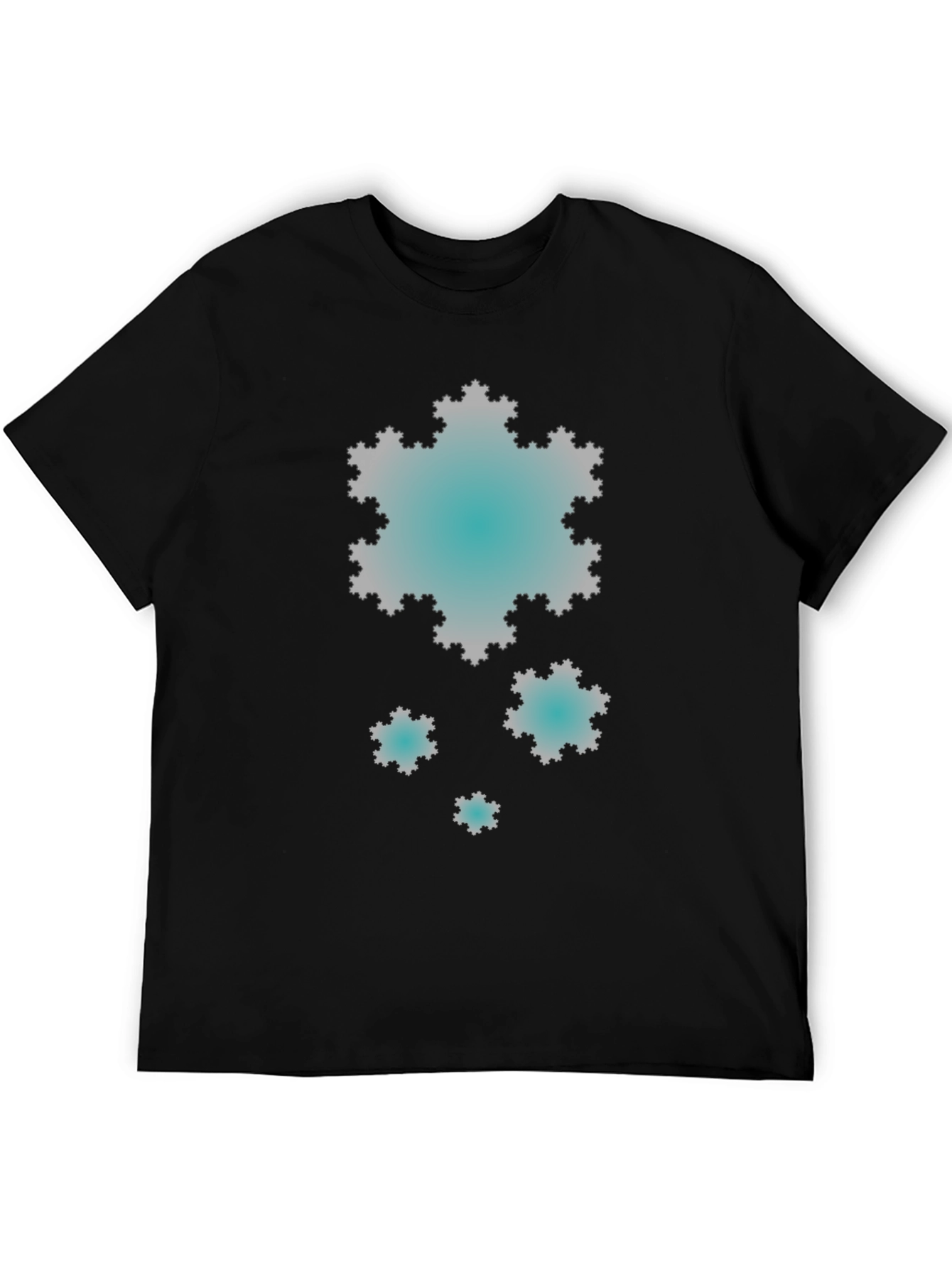 Fractal Snowflake Graphic Black T-Shirt