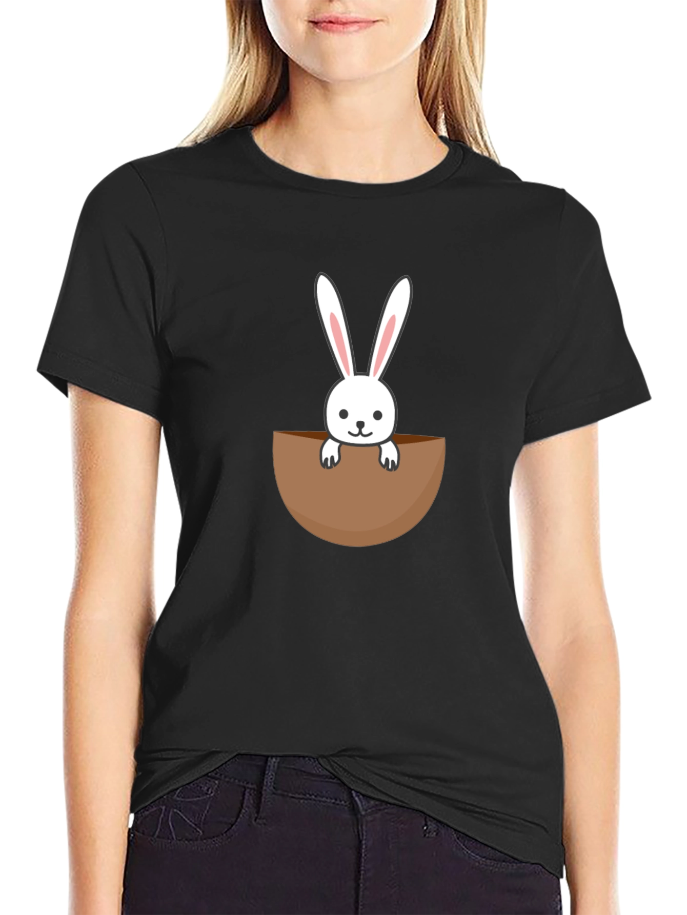 Bunny Pocket Graphic Tee - Cute Rabbit Shirt
