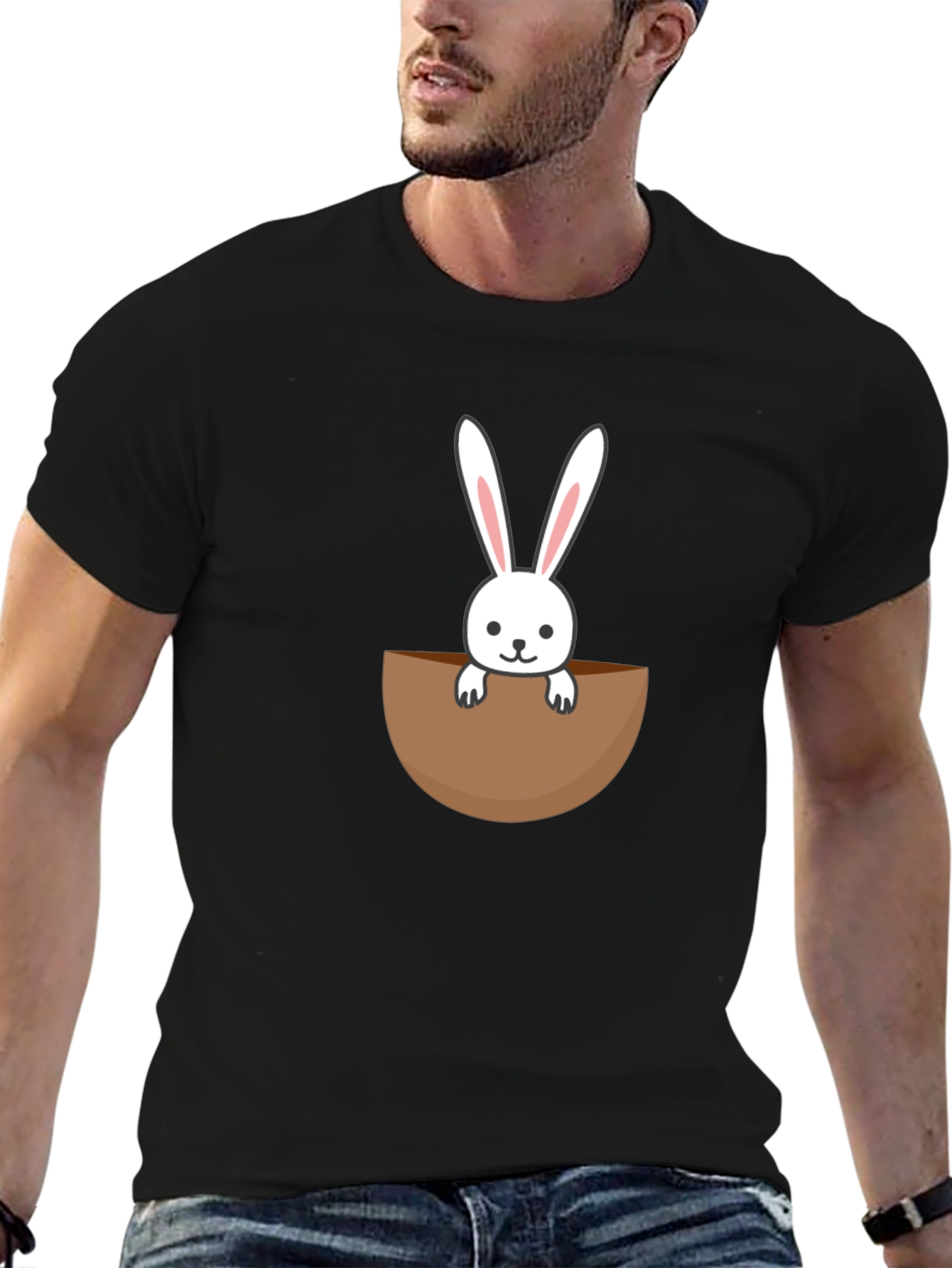 Bunny Pocket Graphic Tee - Cute Rabbit Shirt
