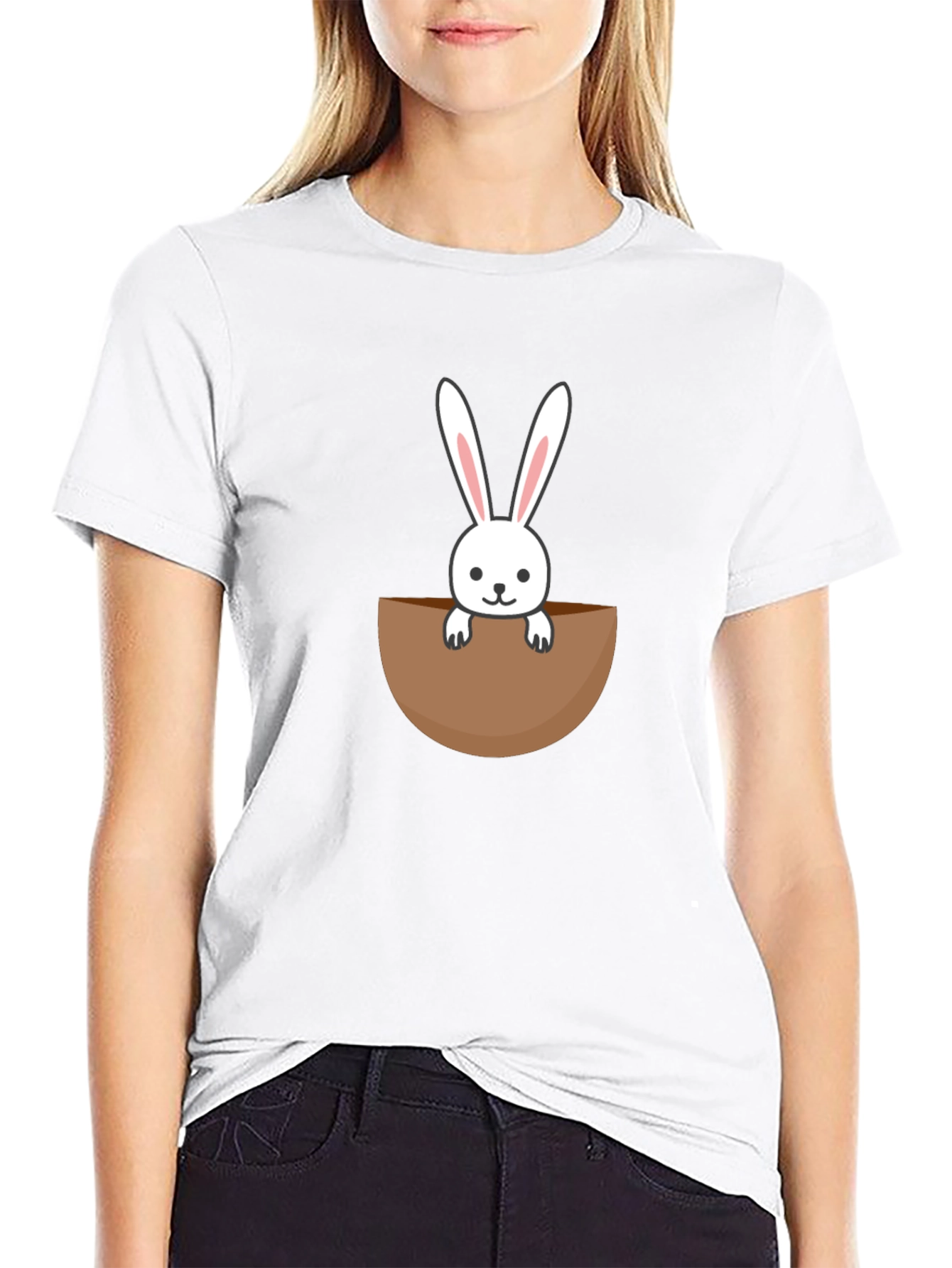 Bunny Pocket Graphic Tee - Cute Rabbit Shirt