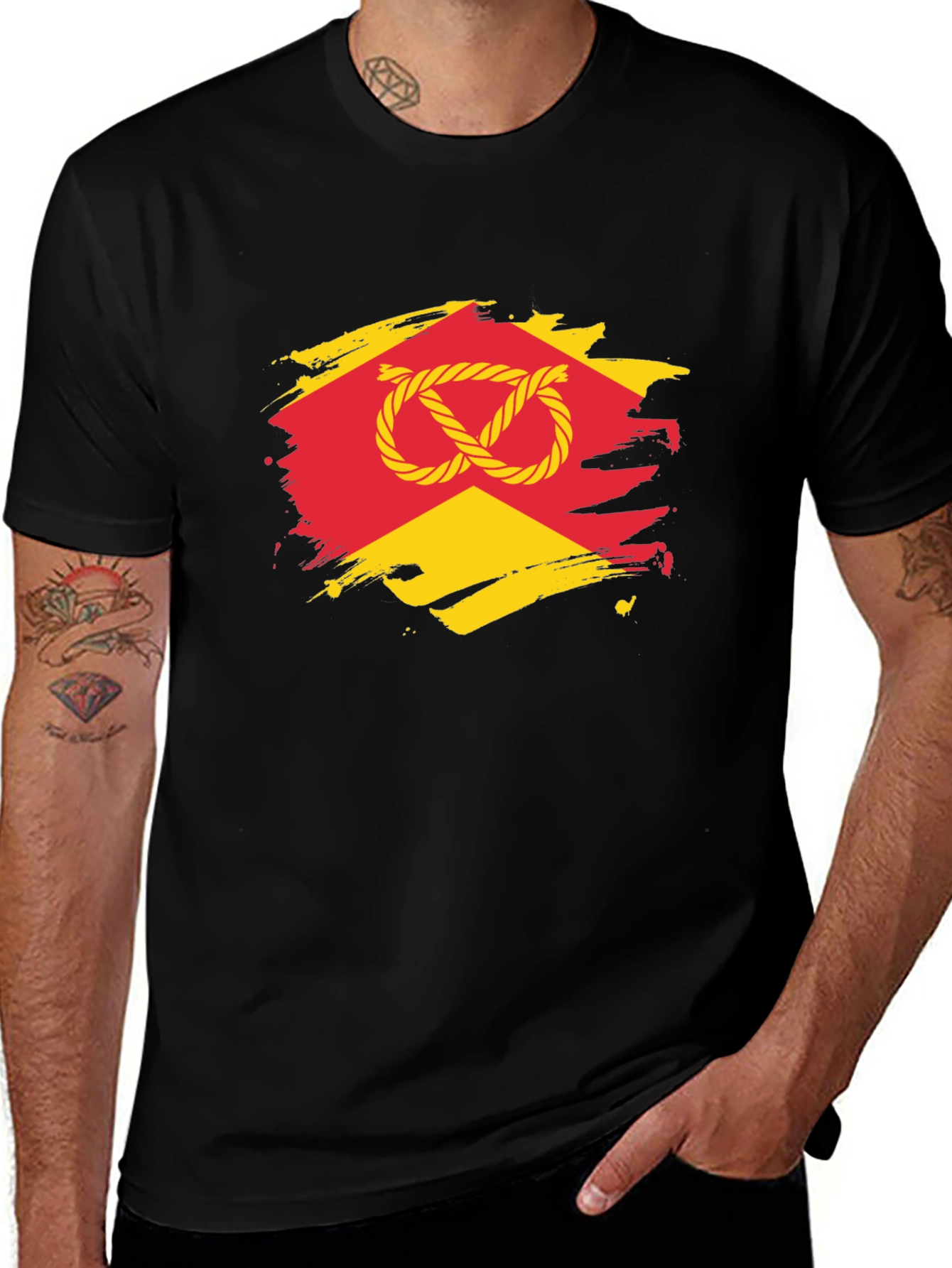 Knot Graphic T-Shirt - Red & Yellow Design