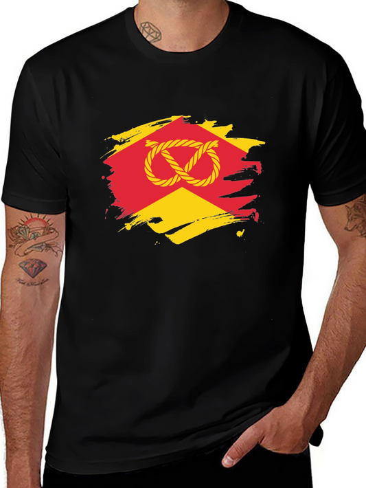 Knot Graphic T-Shirt - Red & Yellow Design