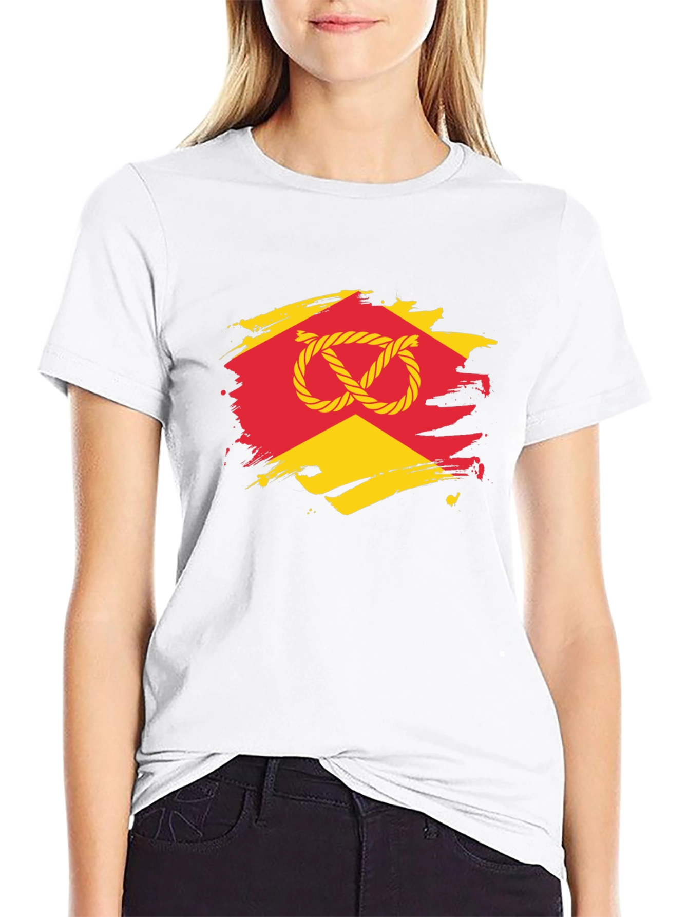 Knot Graphic T-Shirt - Red & Yellow Design