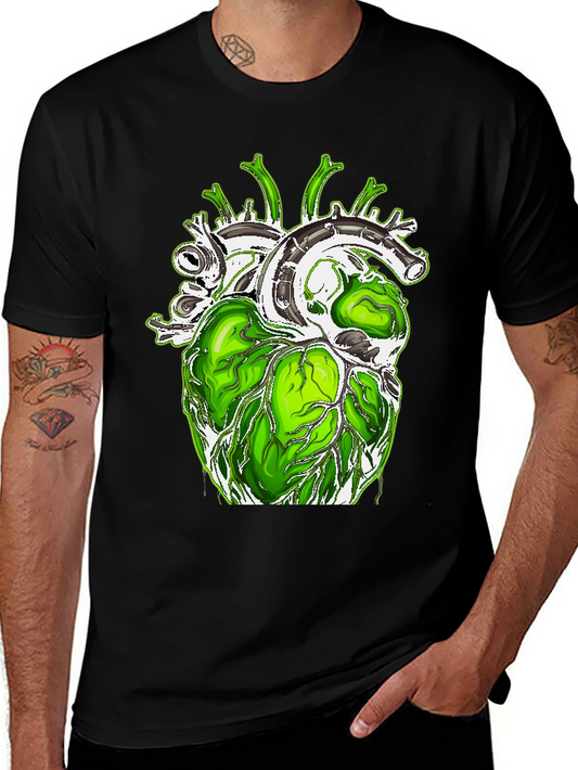 Green Anatomical Heart Graphic Tee - Unique Design!
