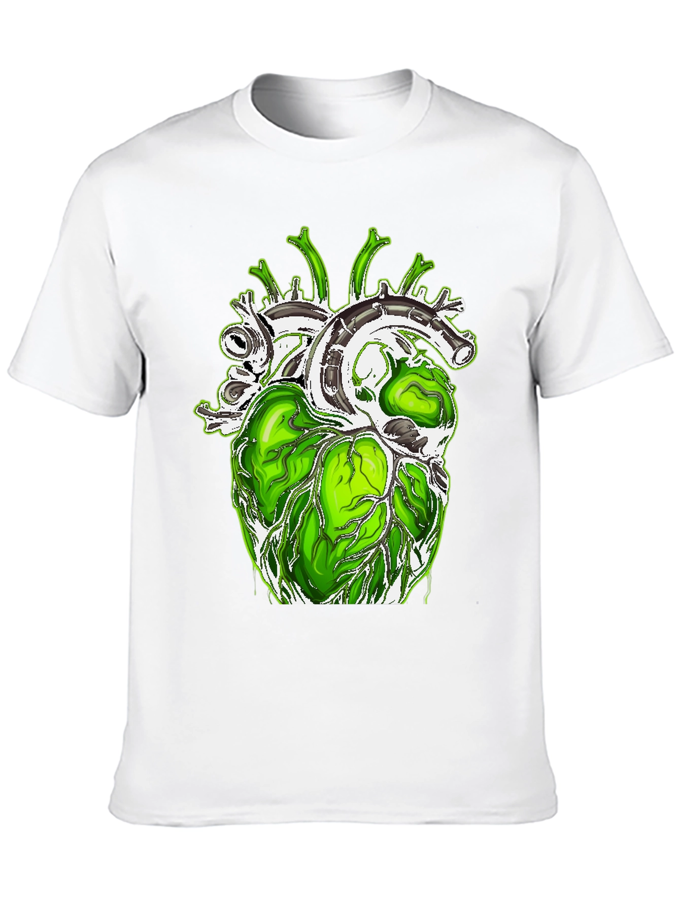 Green Anatomical Heart Graphic Tee - Unique Design!