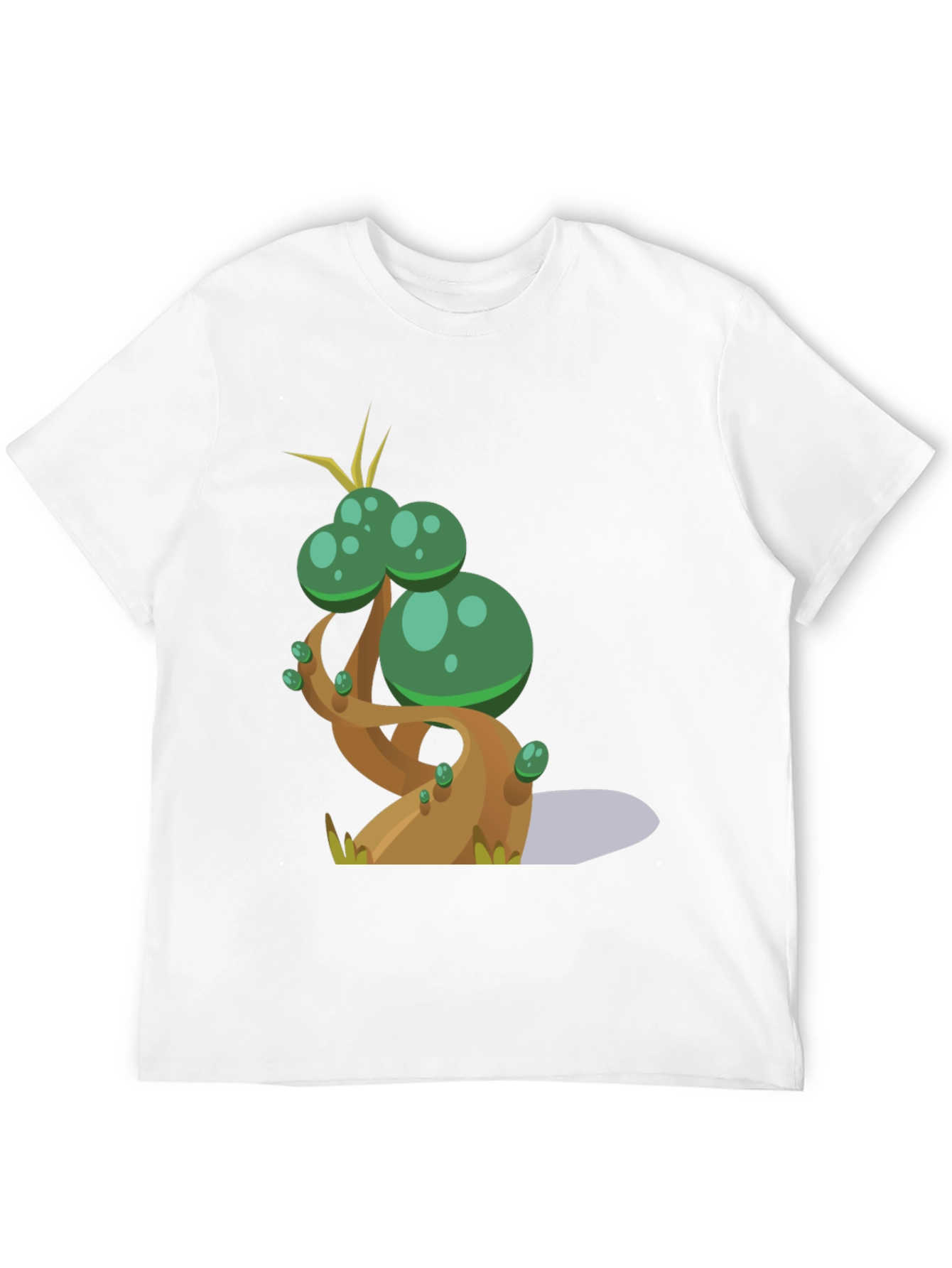 Cartoon Tree Graphic Tee - Black Cotton Blend T-Shirt