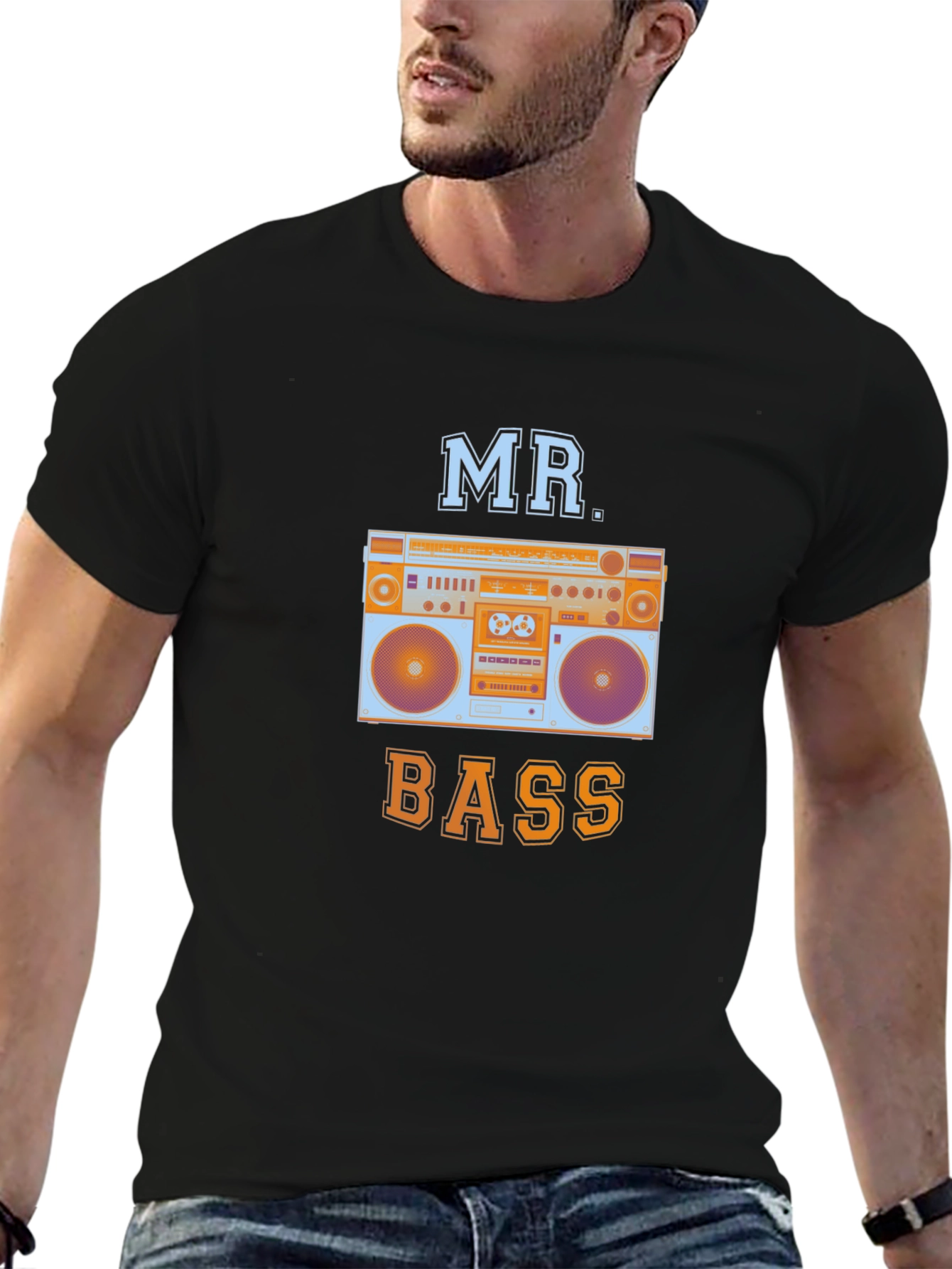 Mr. Bass Boombox Graphic Tee - Retro Style