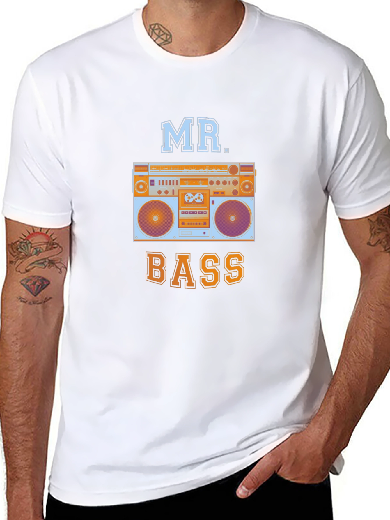 Mr. Bass Boombox Graphic Tee - Retro Style