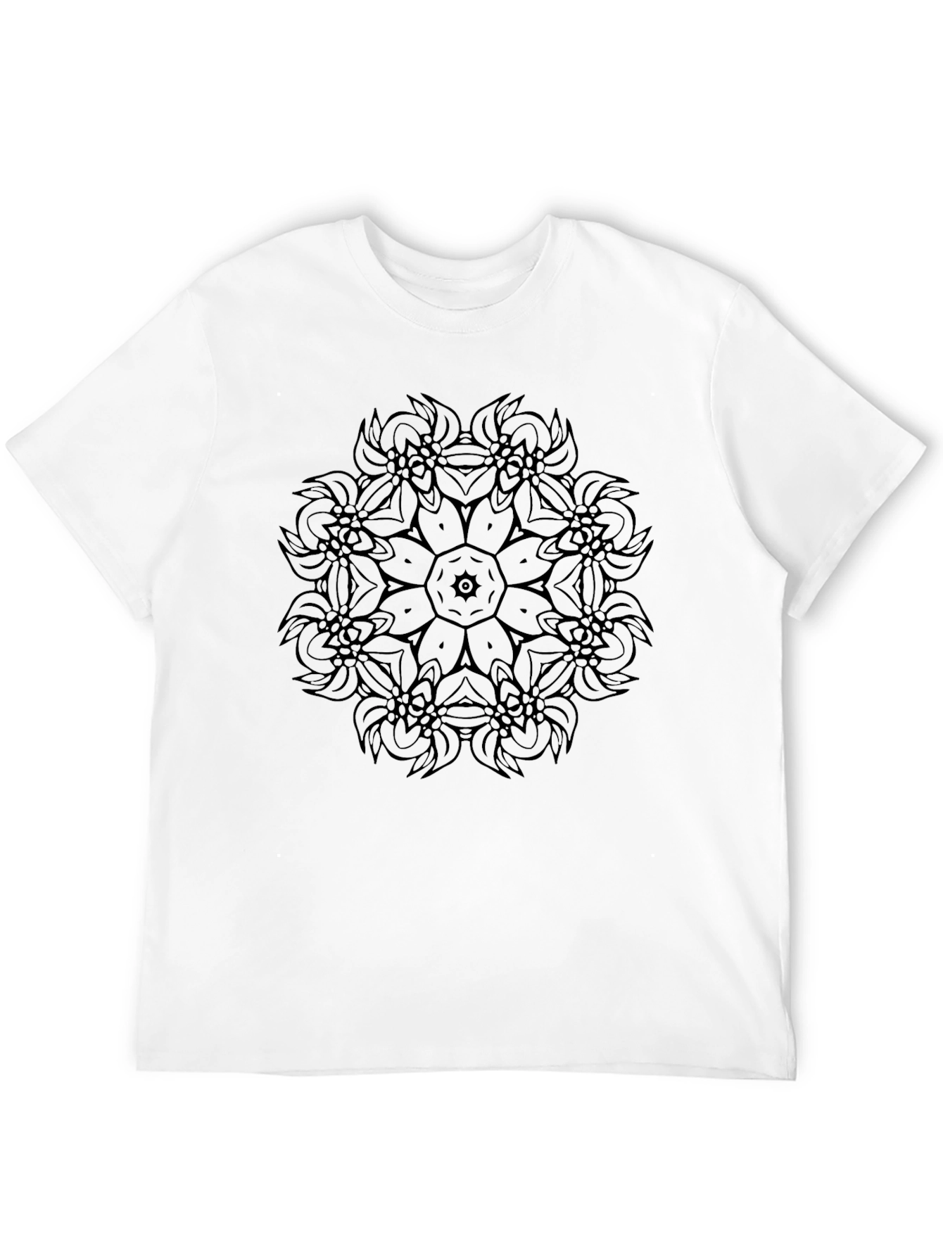 Black Mandala Graphic Tee - Mens Casual T-Shirt