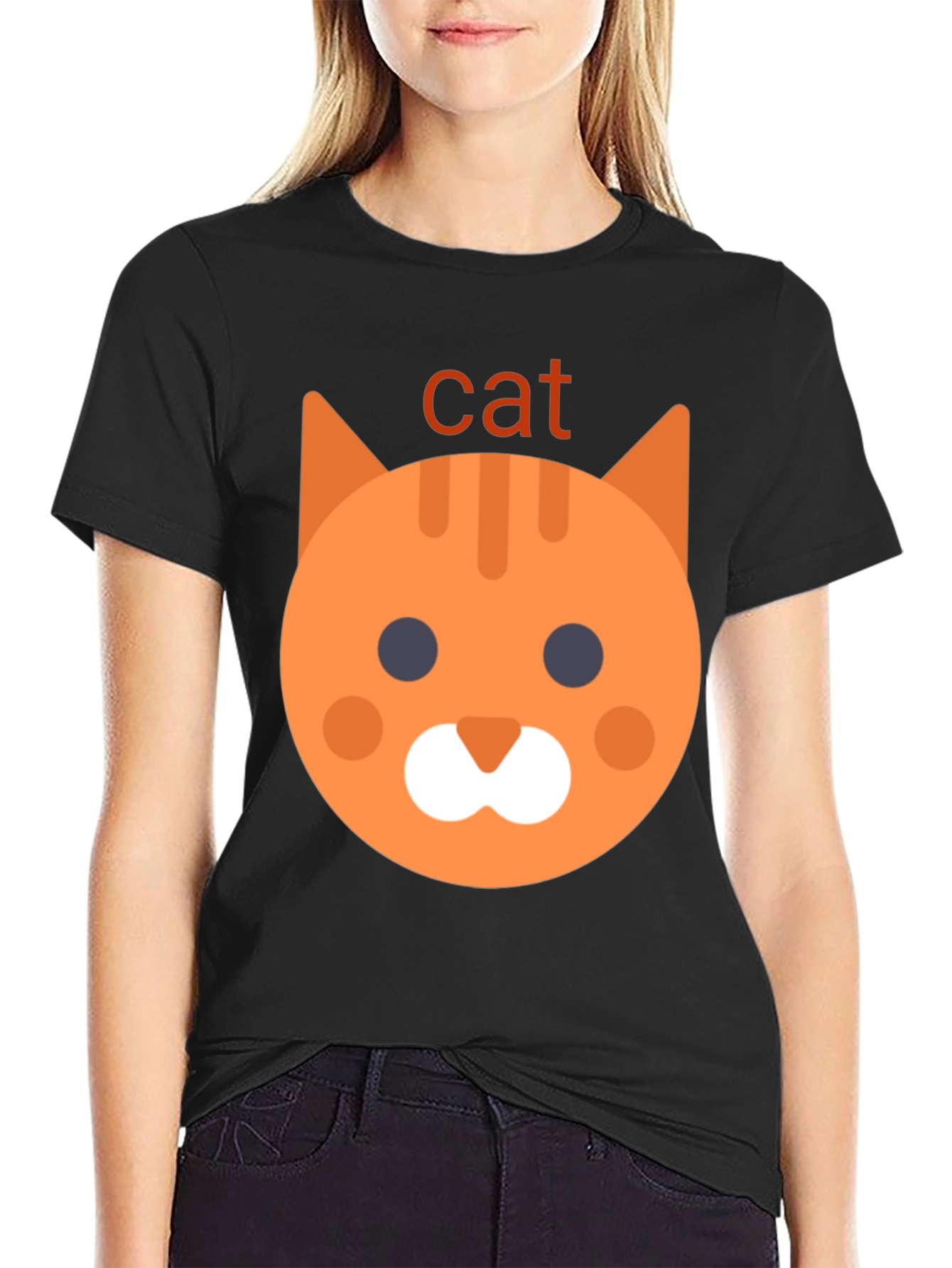 Cat Emoji Graphic Tee - Black Unisex T-Shirt