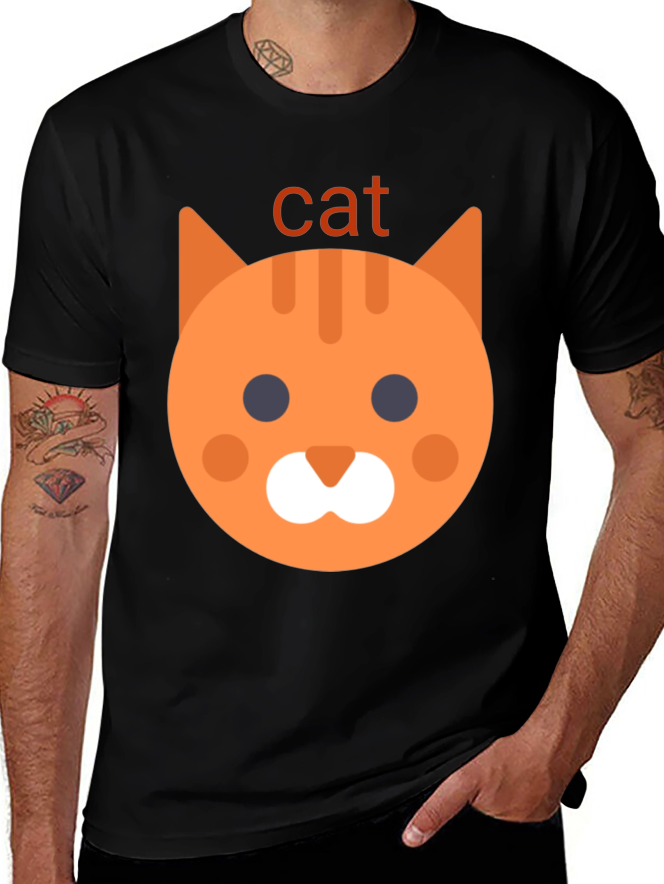 Cat Emoji Graphic Tee - Black Unisex T-Shirt