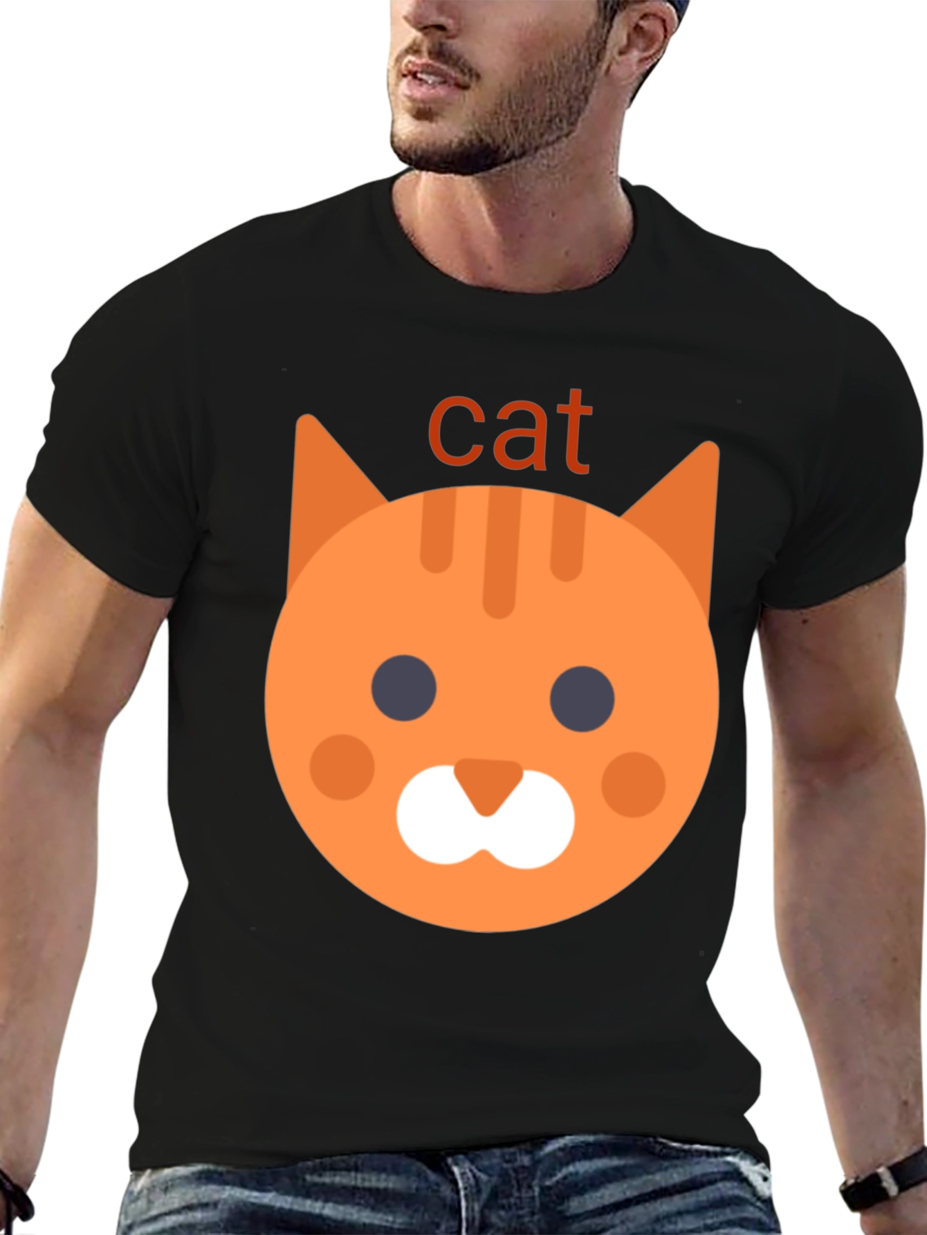 Cat Emoji Graphic Tee - Black Unisex T-Shirt
