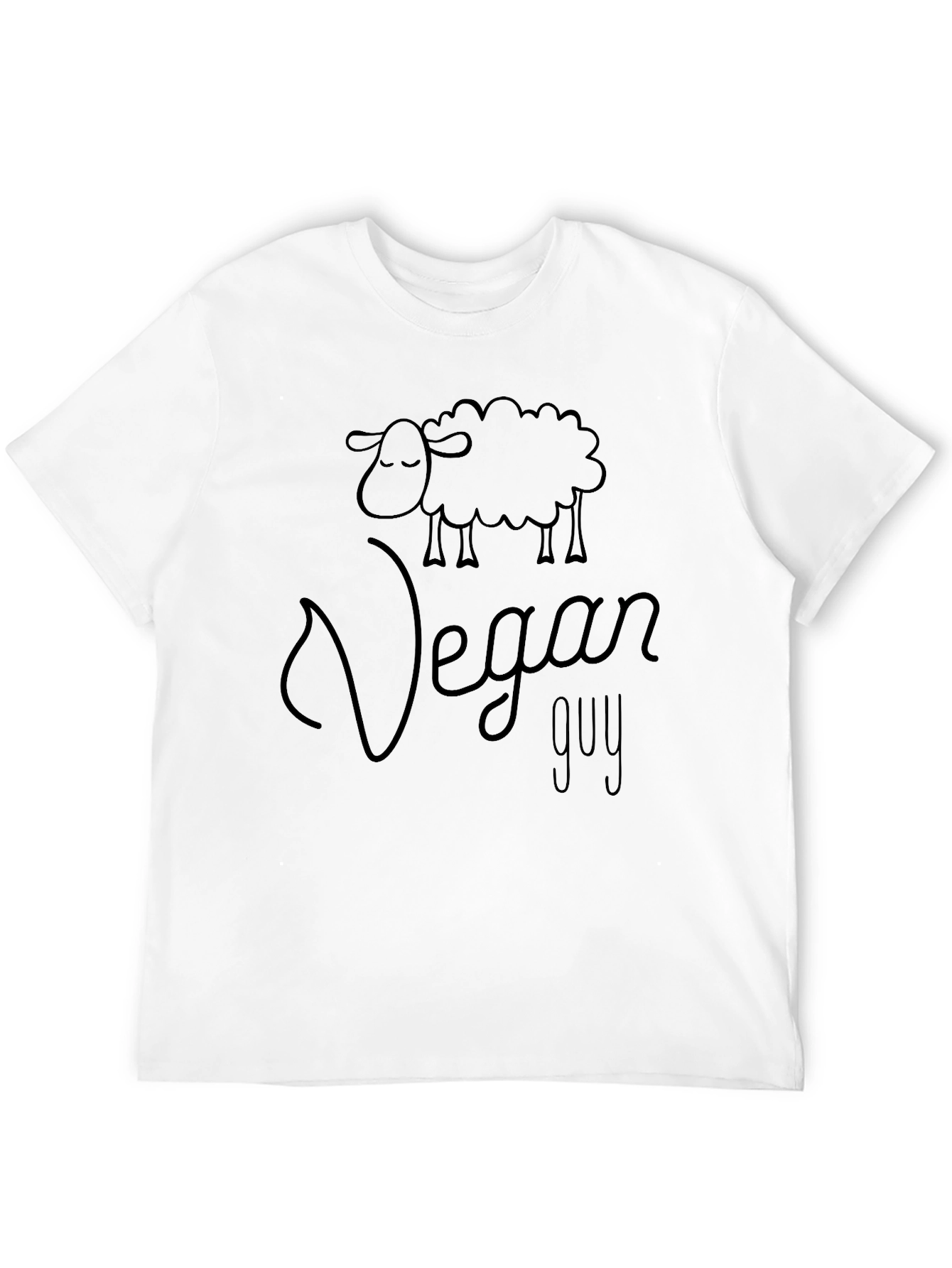 Vegan Guy Sheep Graphic Tee - Black Cotton