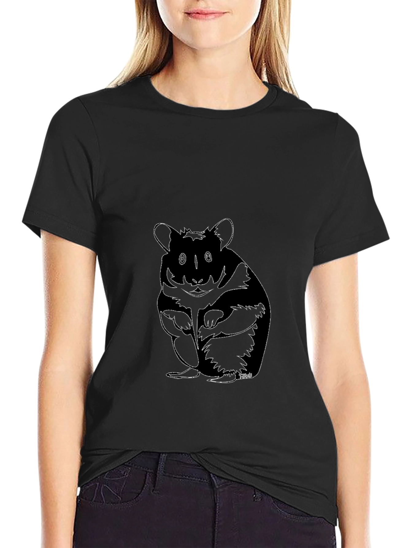 Hamster Outline Graphic Tee - Soft & Stylish