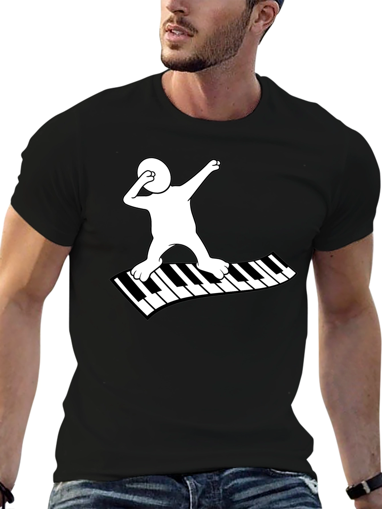 Piano Dab Black Graphic Tee Shirt