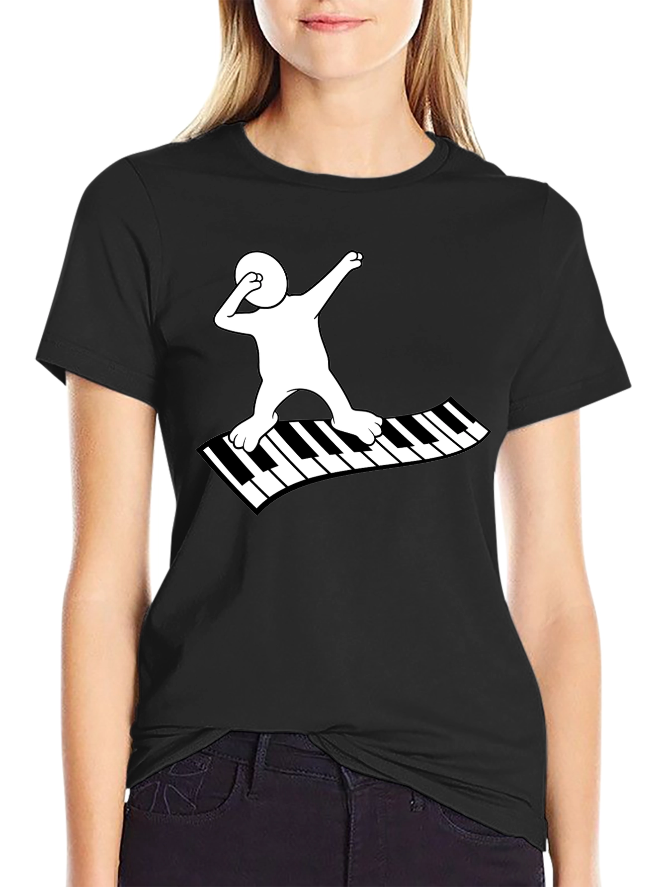 Piano Dab Black Graphic Tee Shirt