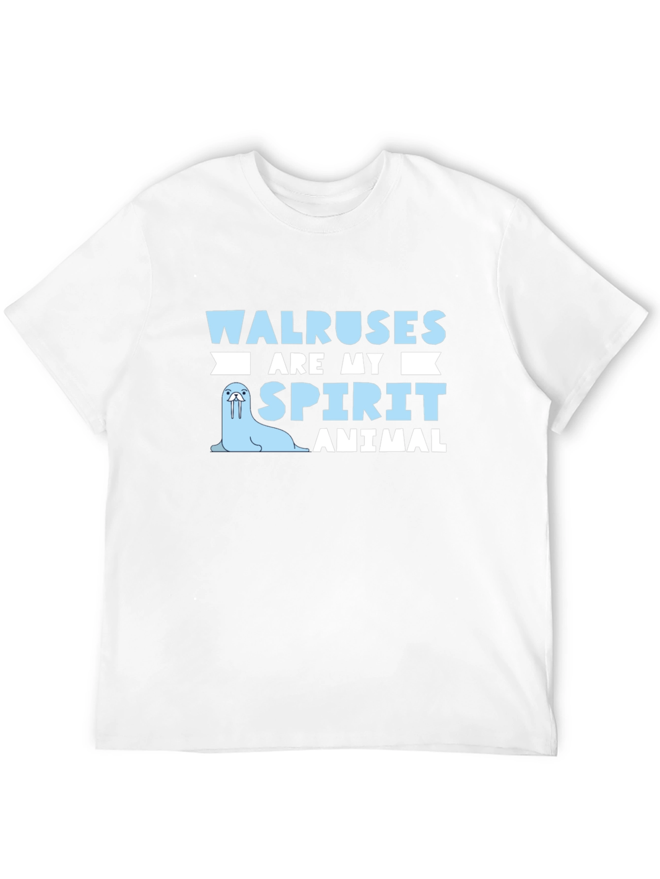 Walrus Spirit Animal Graphic Tee - Black Cotton T-Shirt